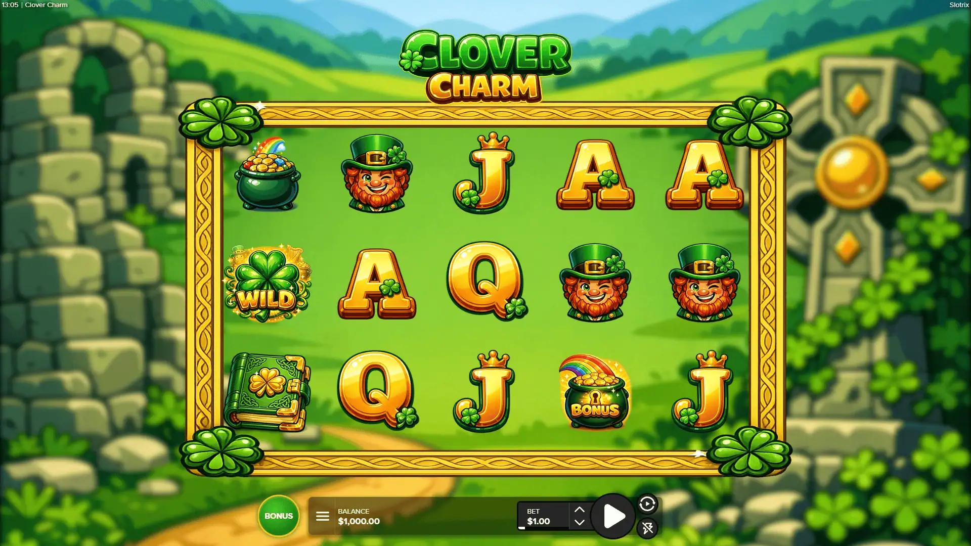 Clover Charm slot gameplay reels