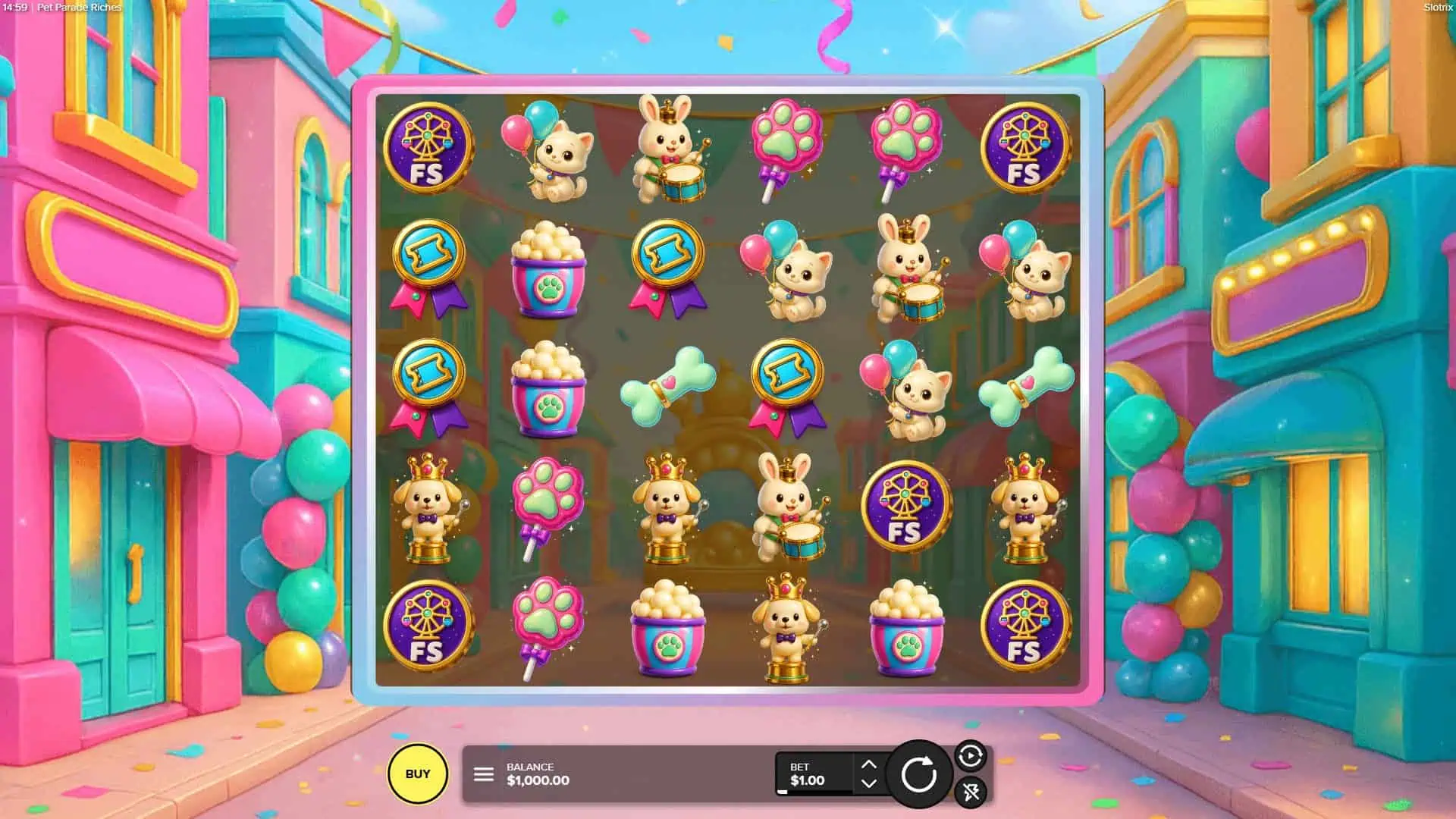 Pets Parade Riches slot gameplay reels