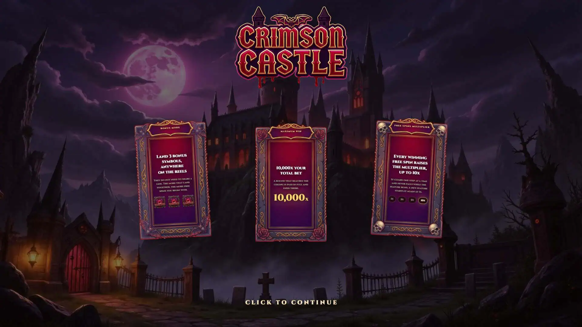 Crimson Castle slot intro screen