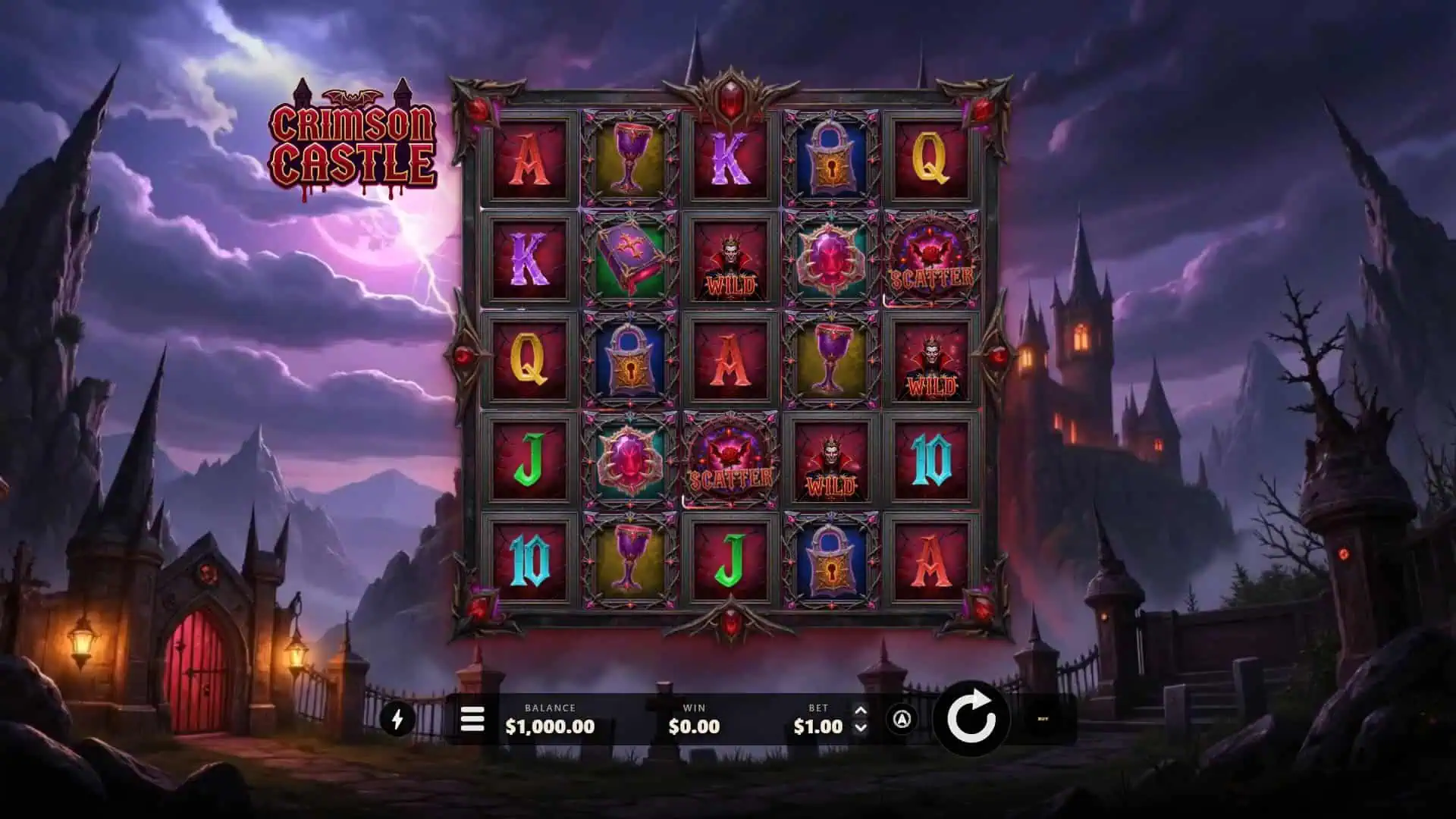 Crimson Castle slot gameplay reels