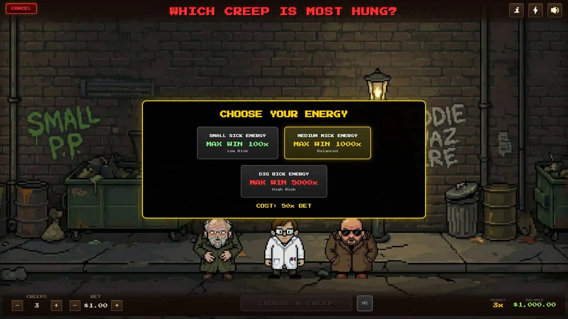 Creeps bonus buy menu