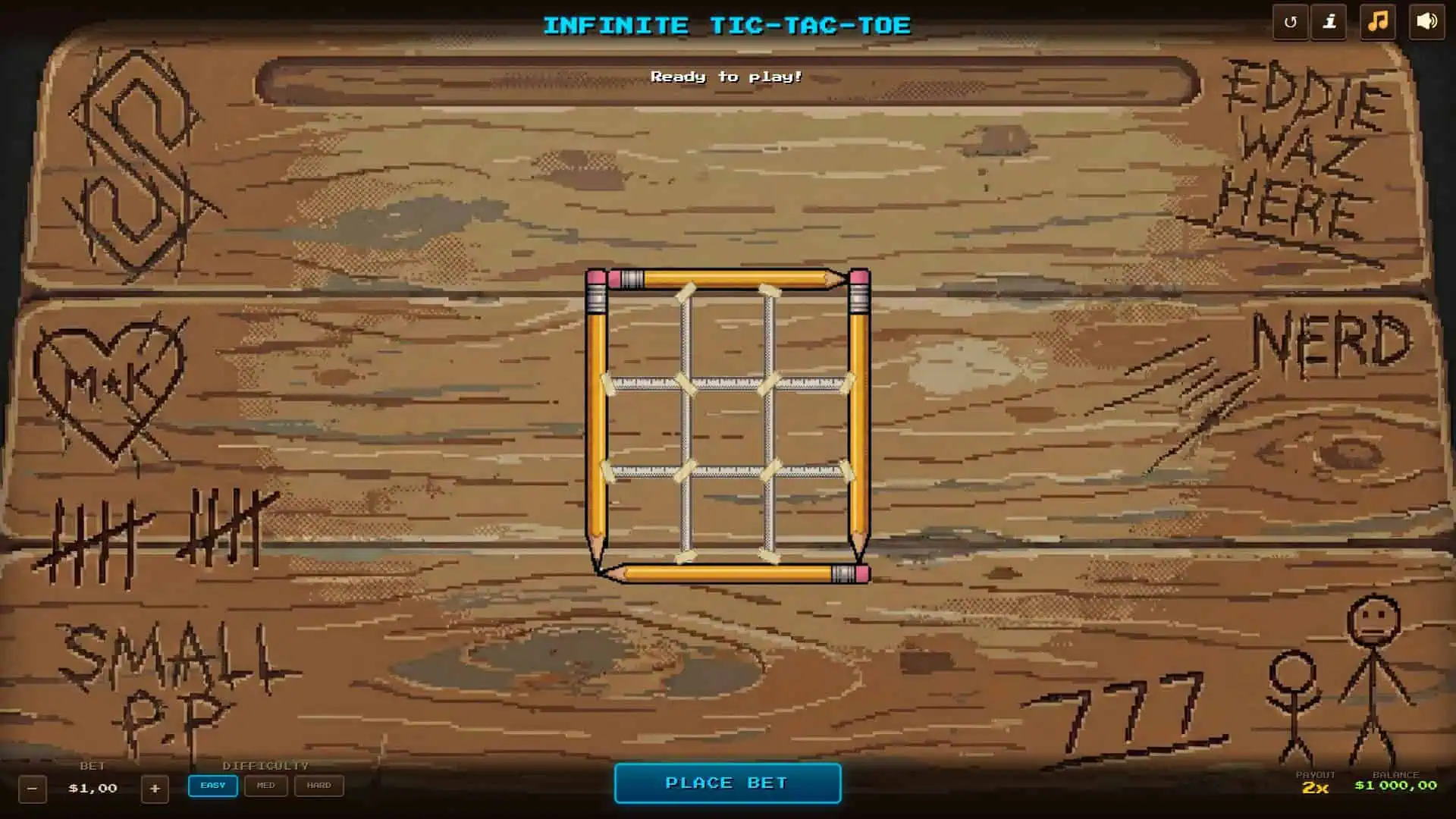 Infinite Tic-Tac-Toe slot gameplay reels