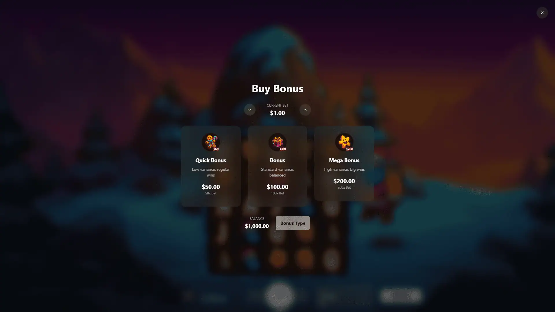 Frosted Santa bonus buy menu