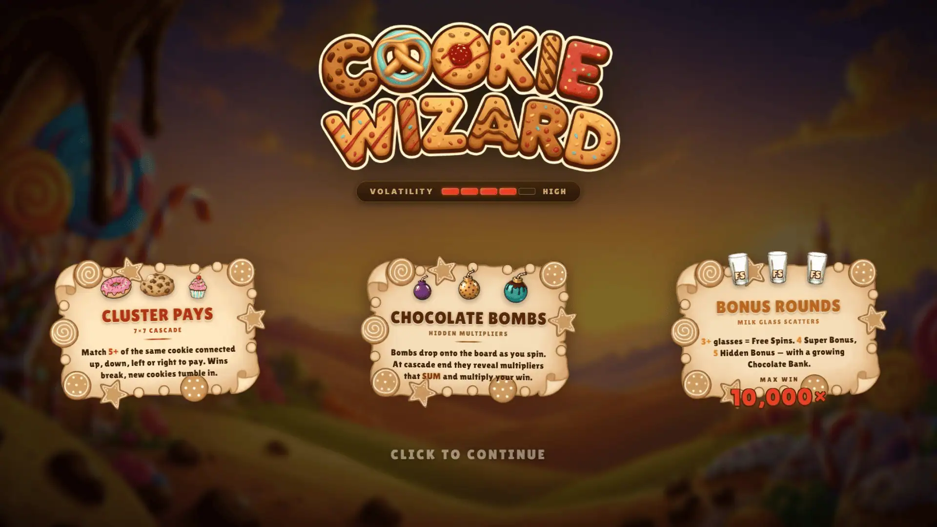 Cookie Wizard slot intro screen