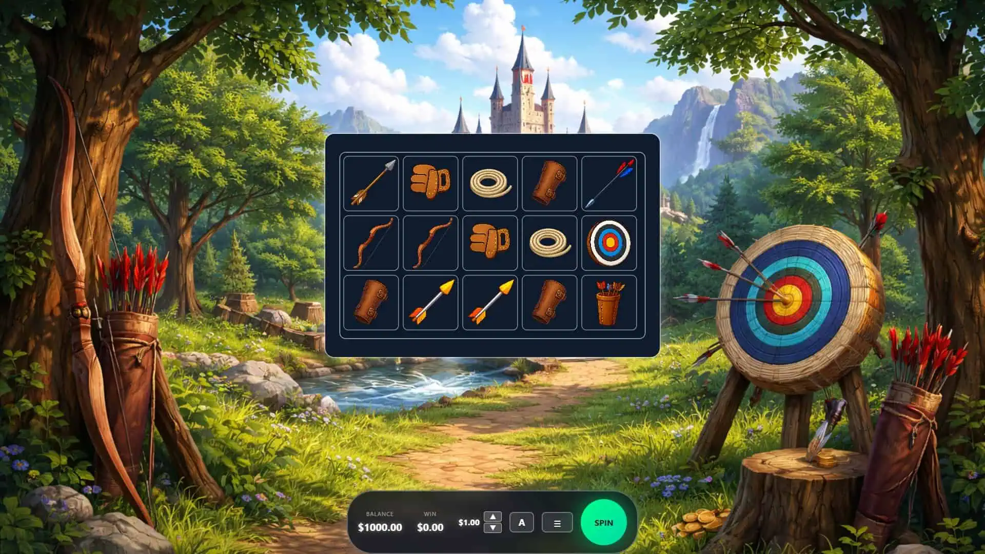 Archery Kingdom Cluster Pays slot gameplay reels