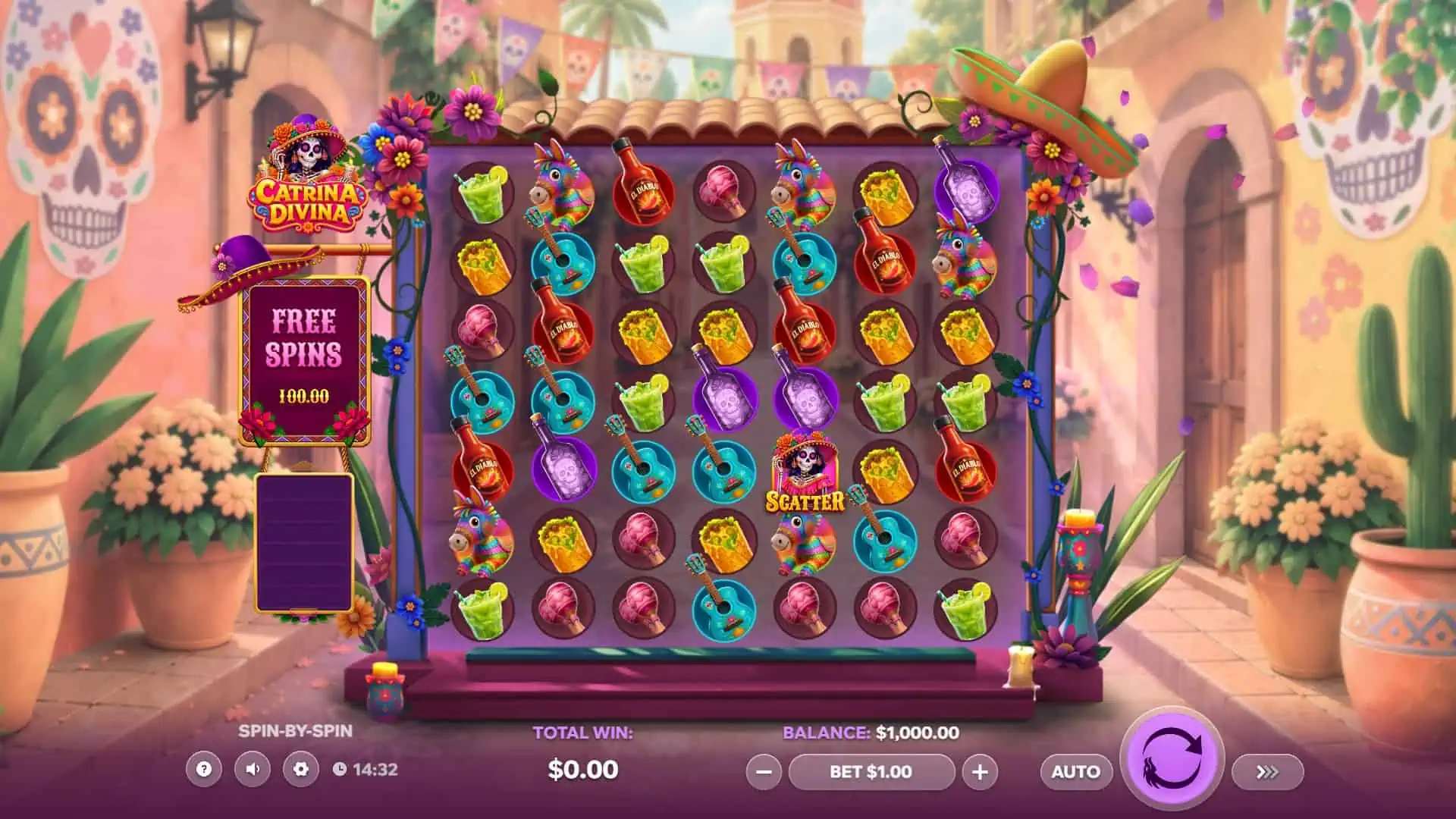 Catrina Divina slot gameplay reels