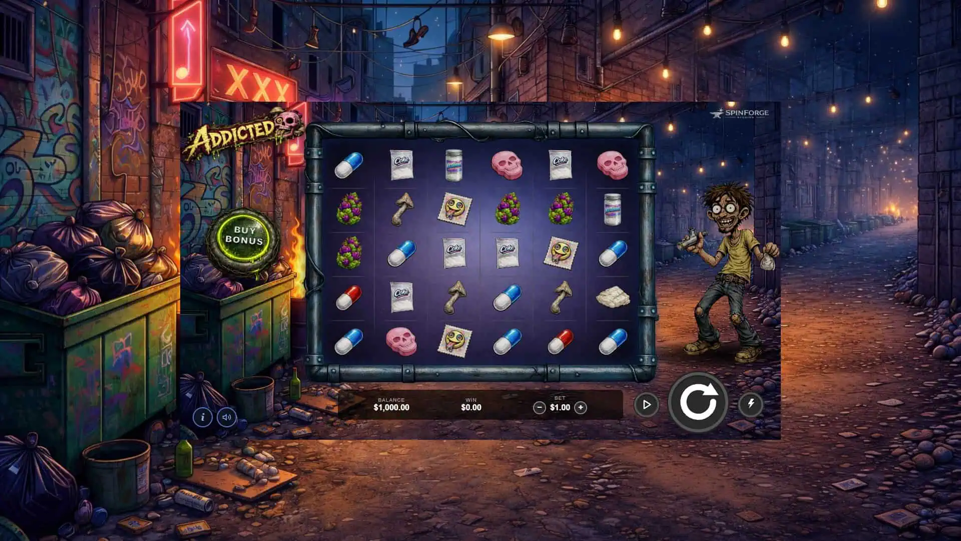 Addicted slot gameplay reels