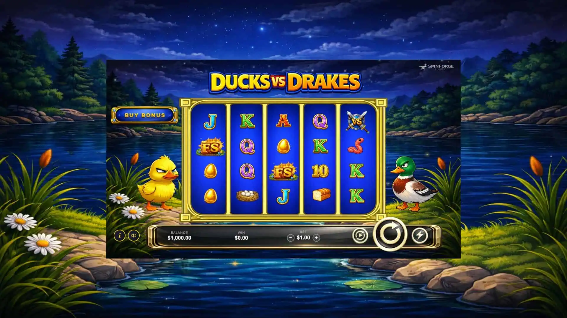 Ducks vs Drakes slot gameplay reels