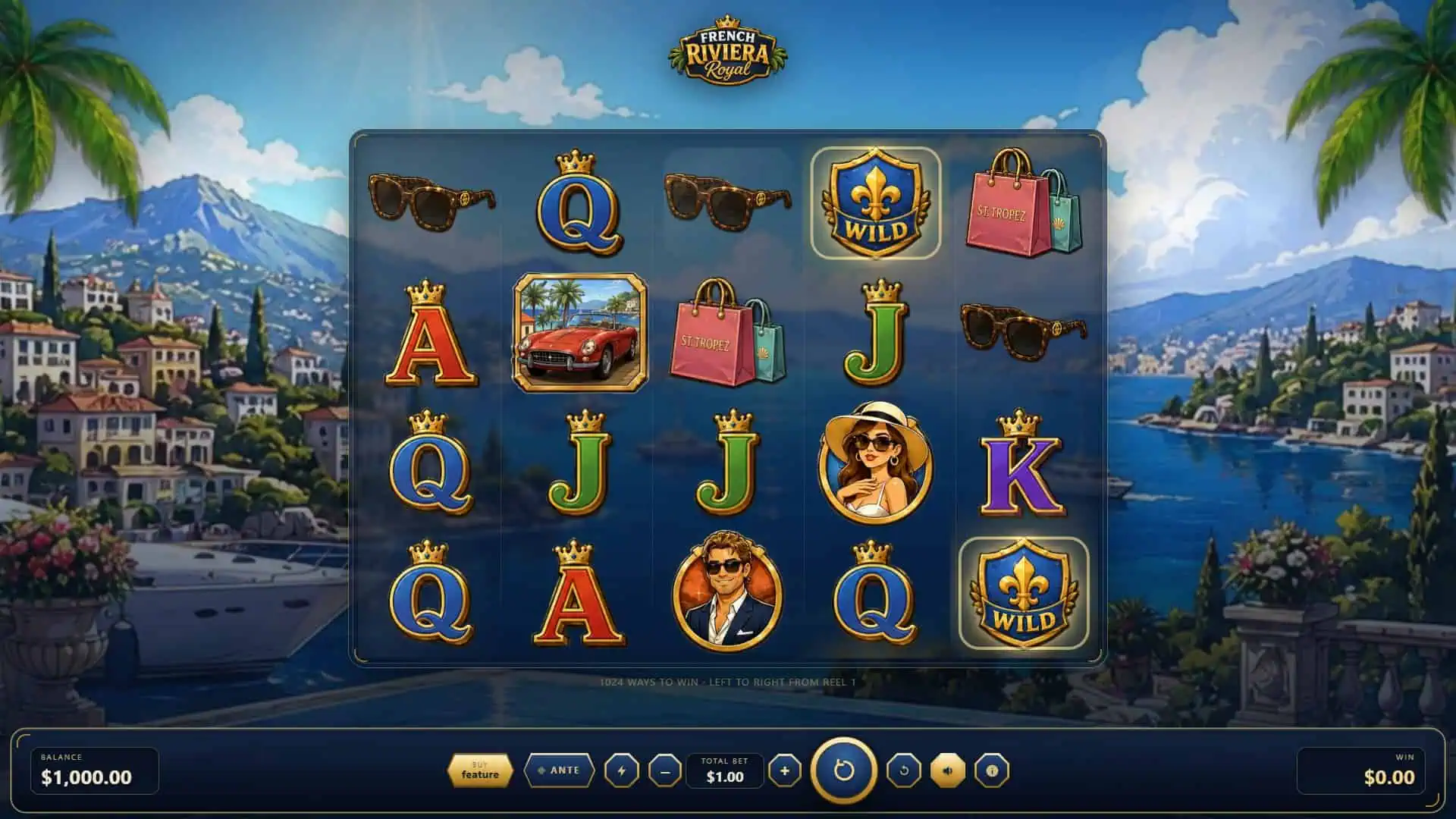 French Riviera Royale slot gameplay reels