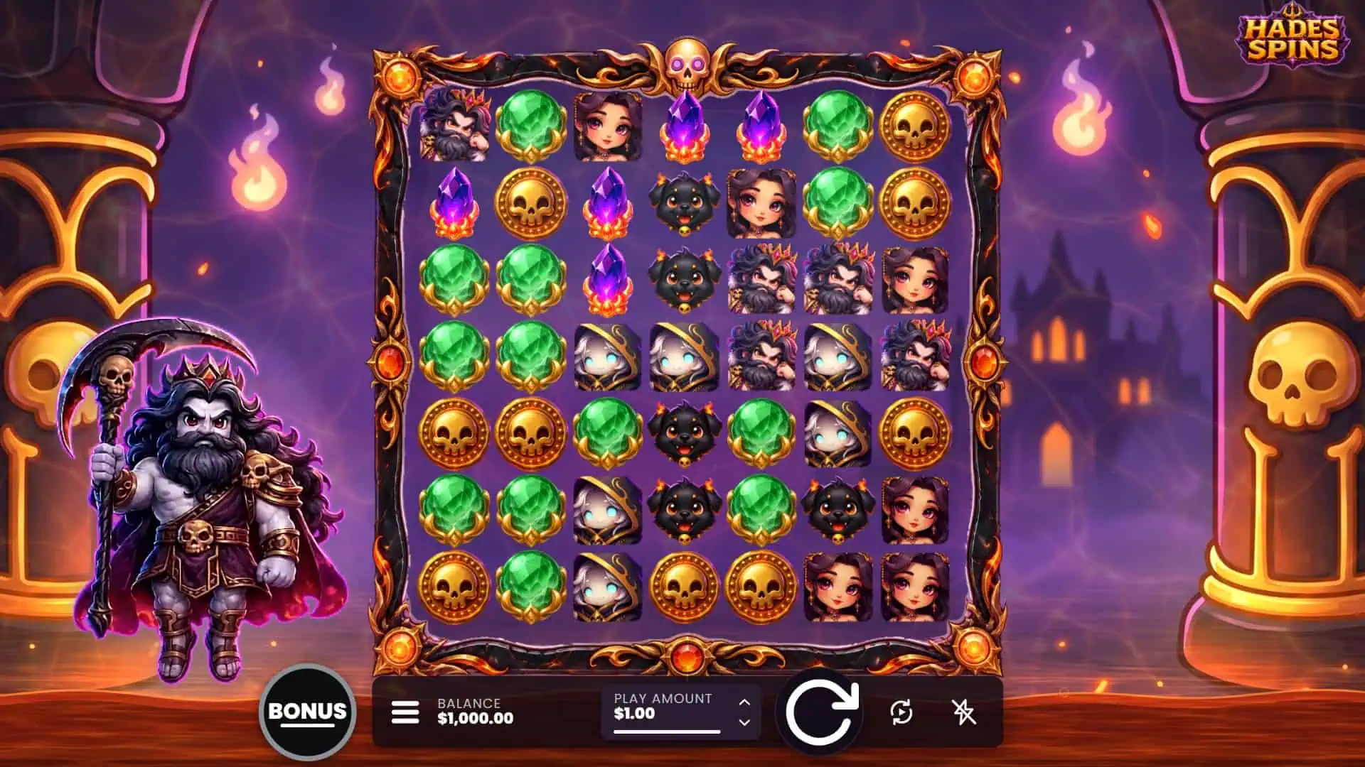 Hades Spins slot gameplay reels
