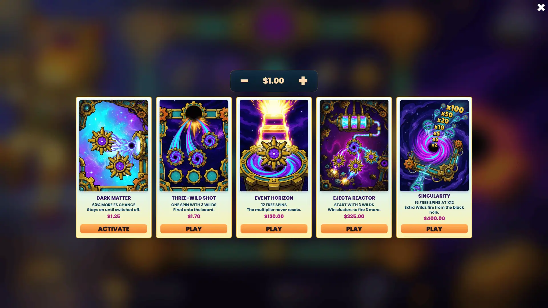 Super Massive bonus buy menu