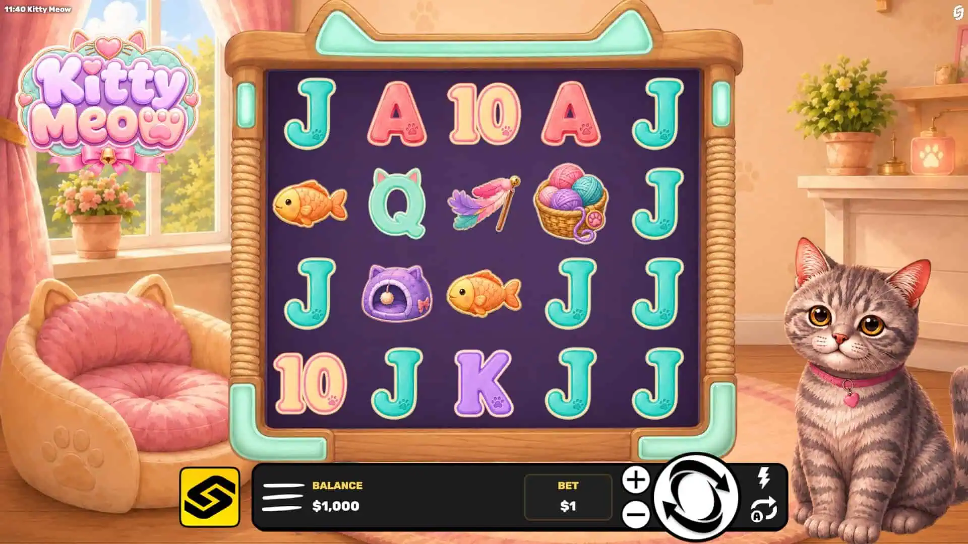 Kitty Meow slot gameplay reels