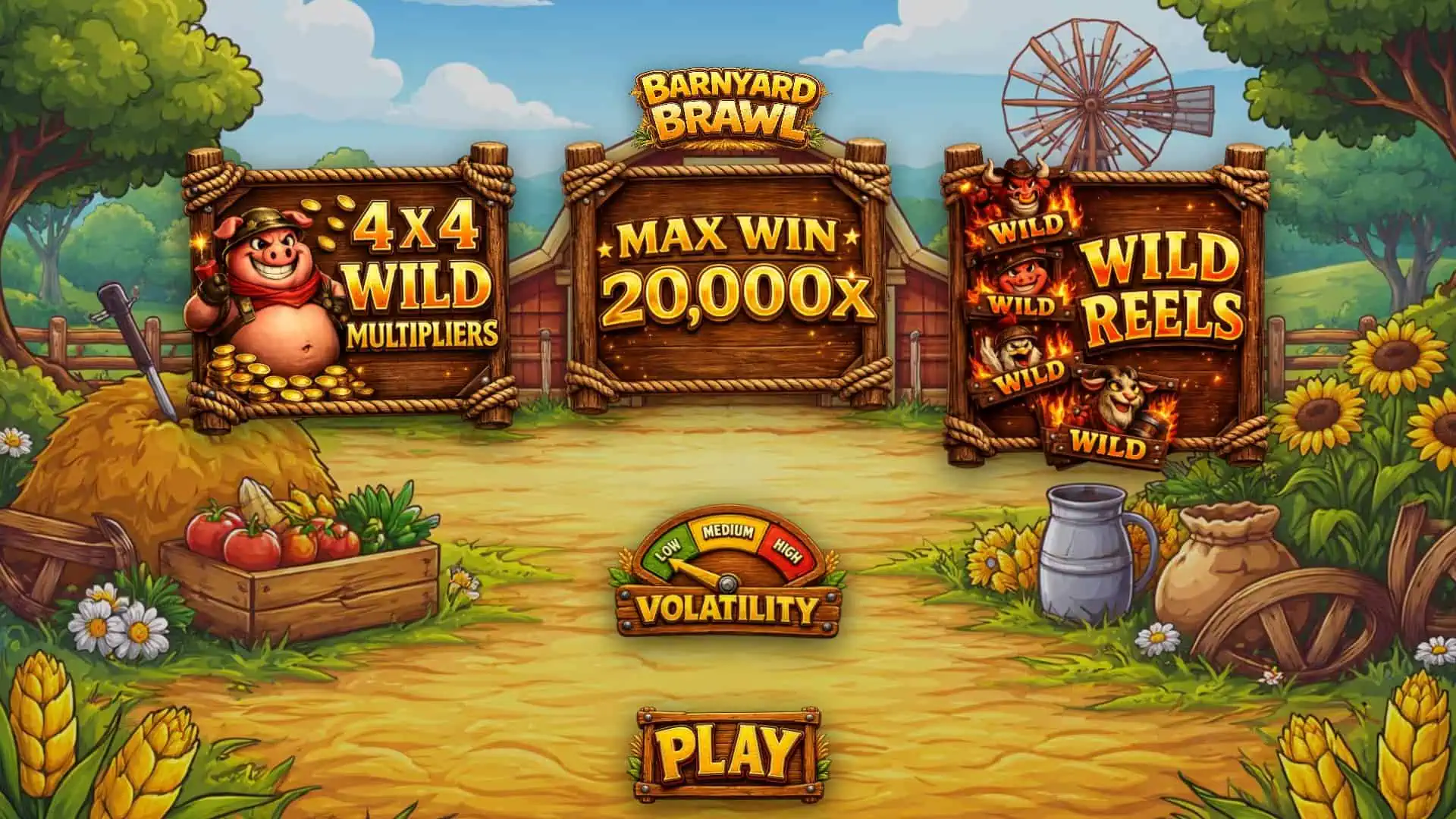 Barnyard Brawl slot intro screen