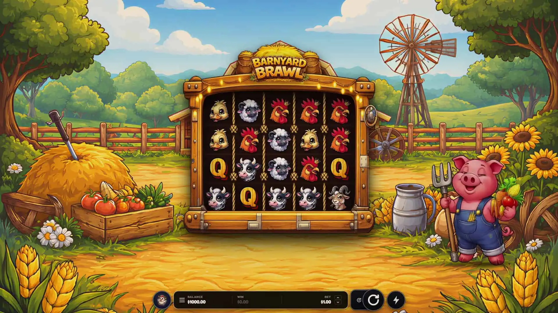 Barnyard Brawl slot gameplay reels