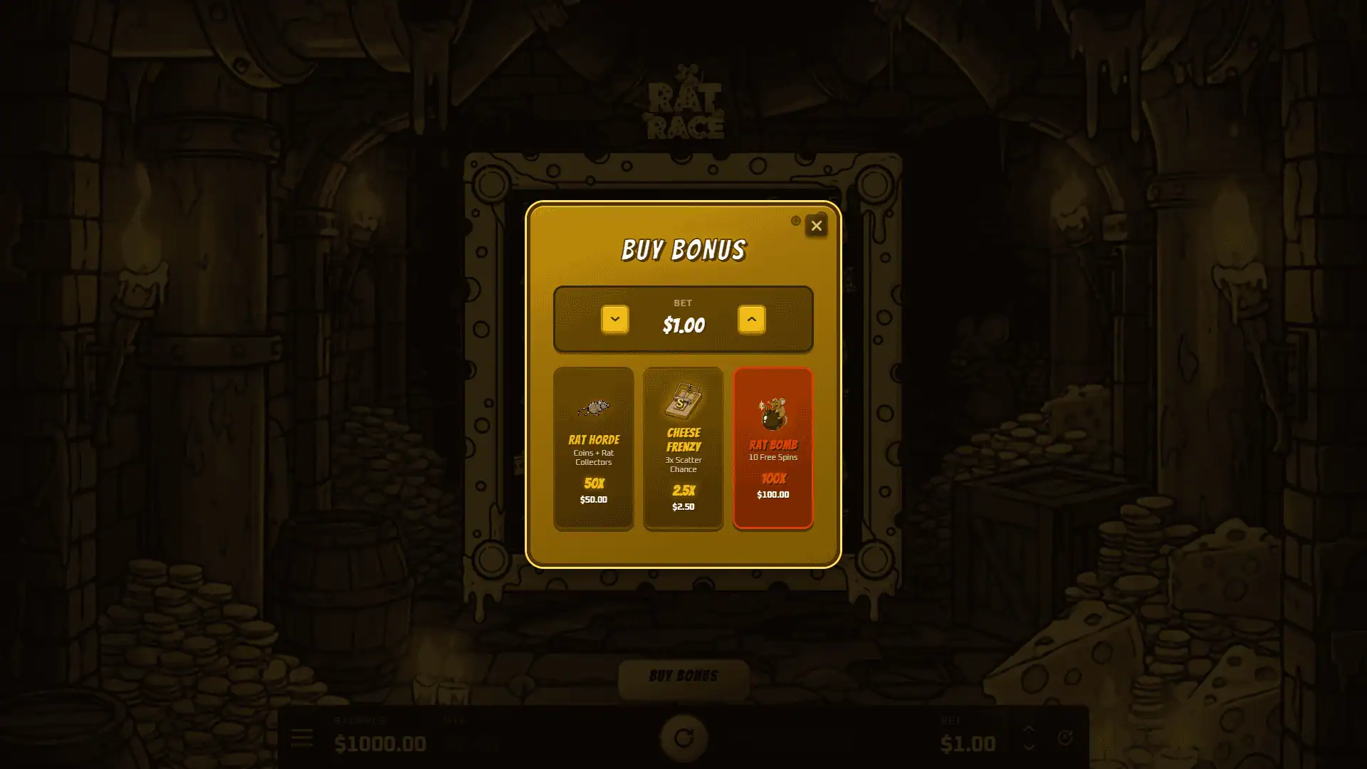 Rat Race bonus buy menu
