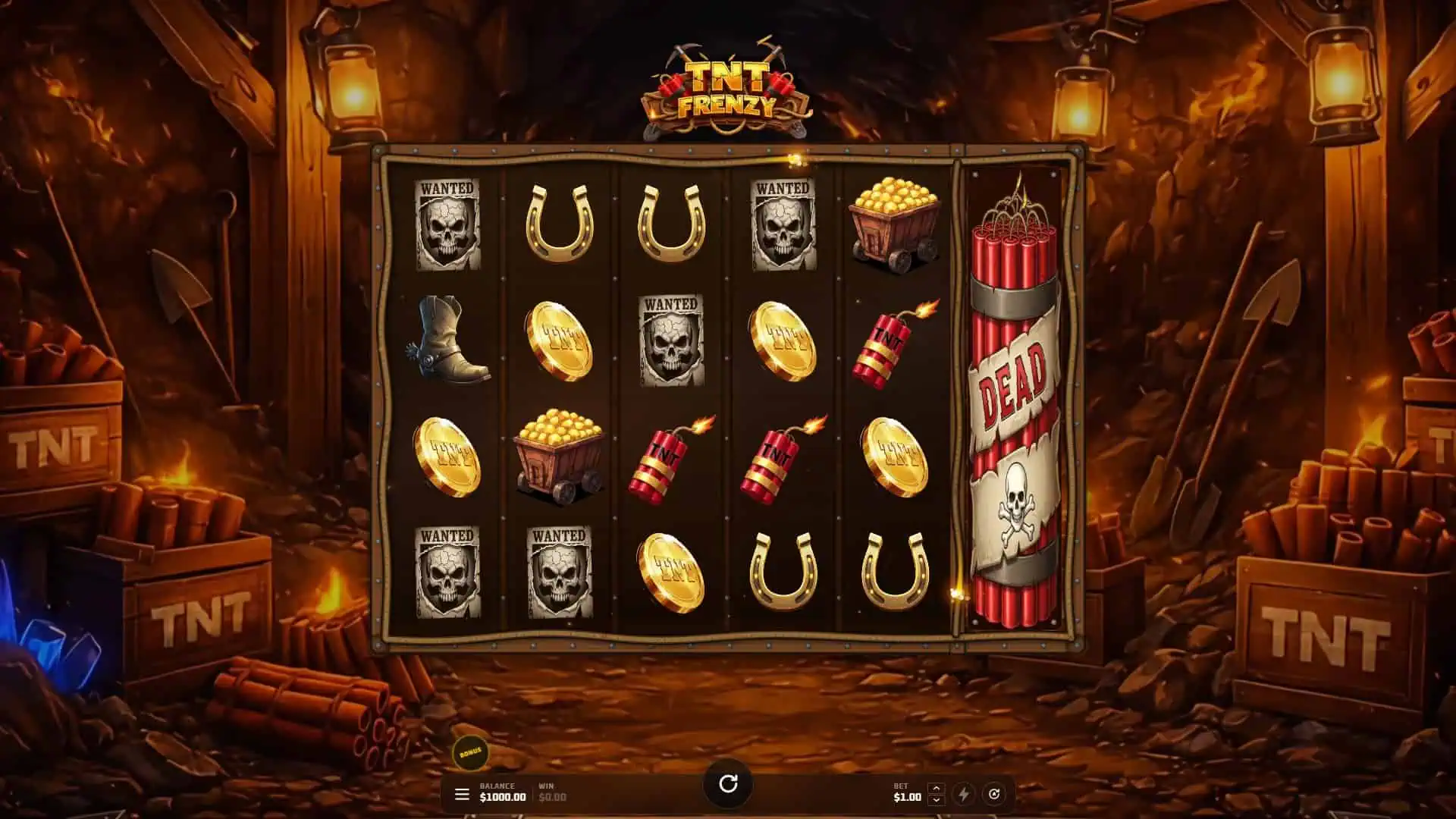 TNT Frenzy slot gameplay reels
