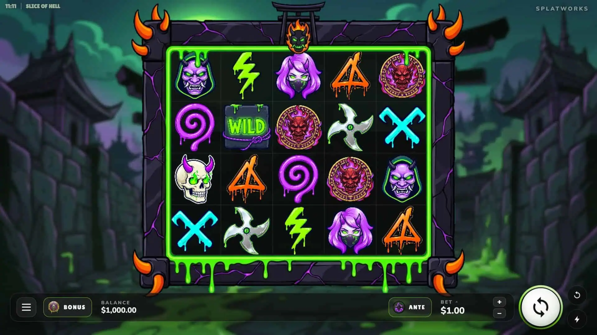 Slice Of Hell slot gameplay reels