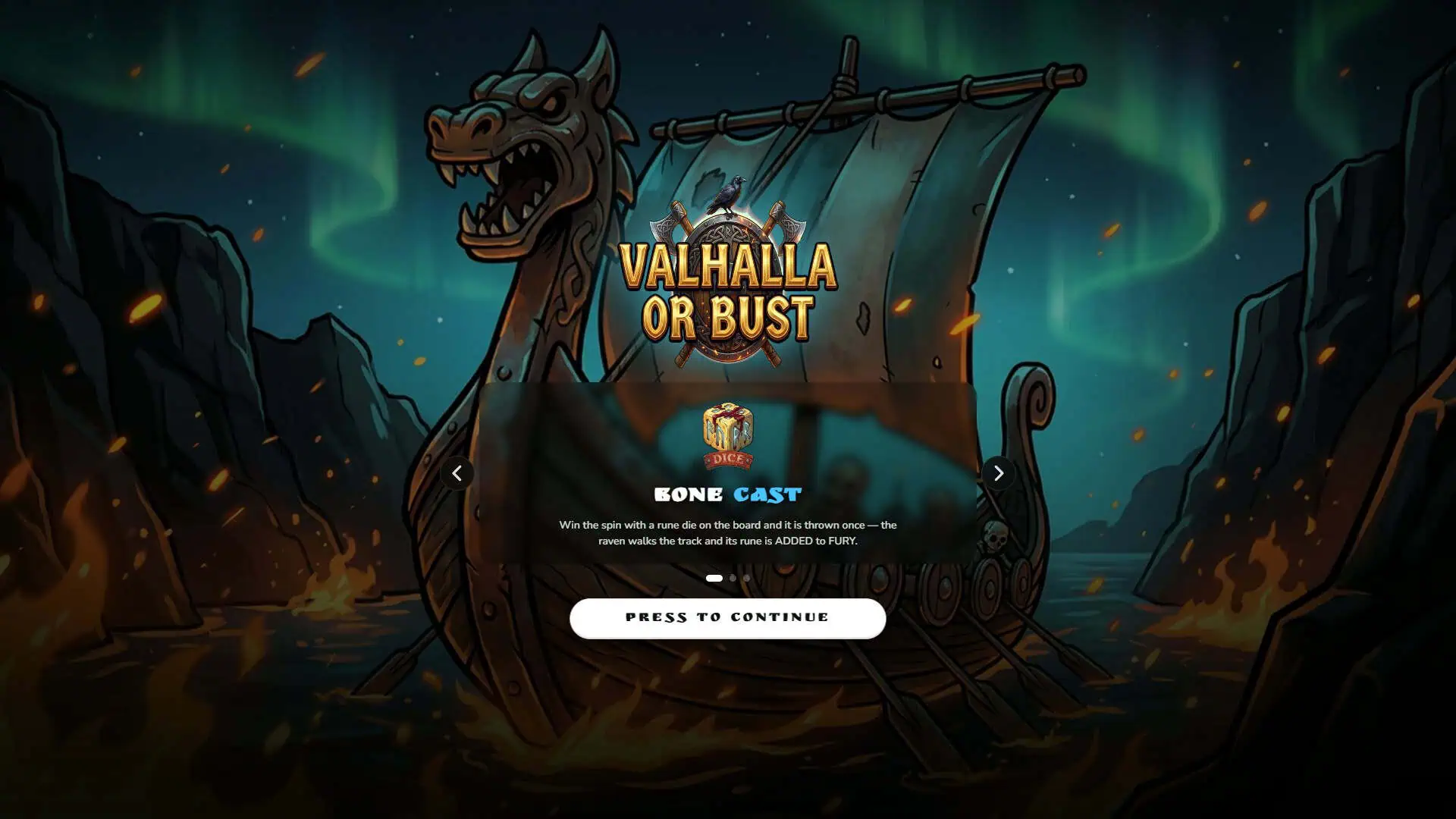 Valhalla or bust slot intro screen