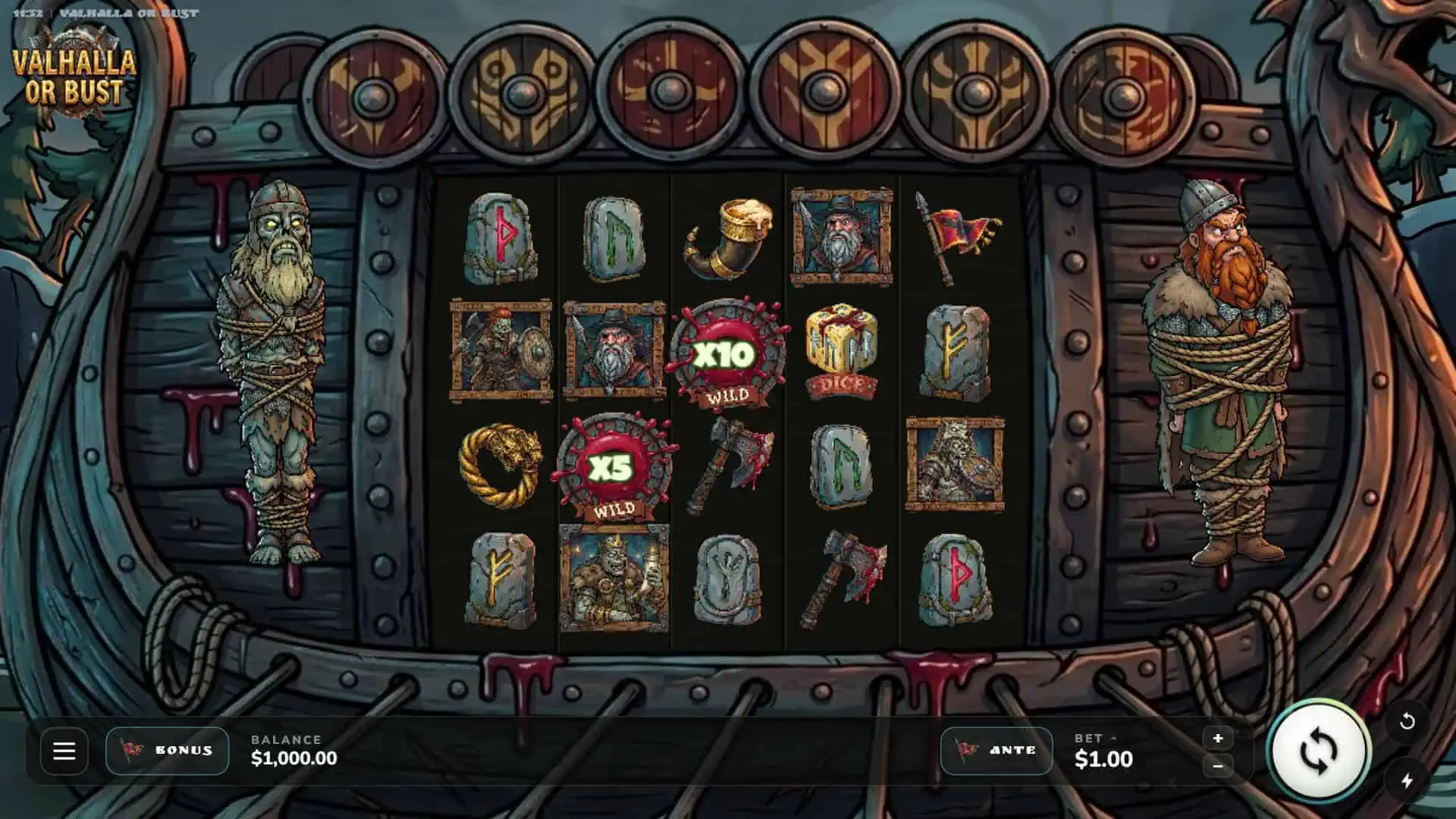 Valhalla or bust slot gameplay reels