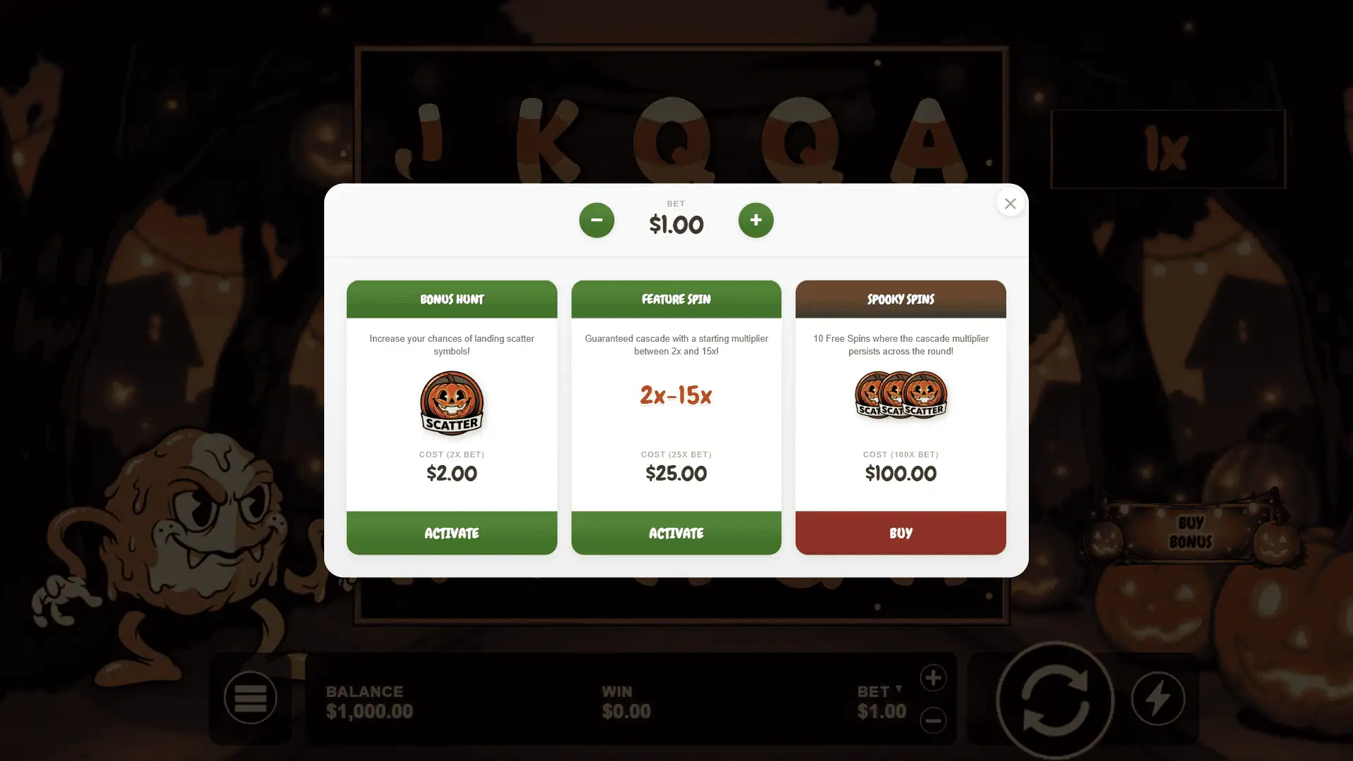 Spooky Summer bonus buy menu