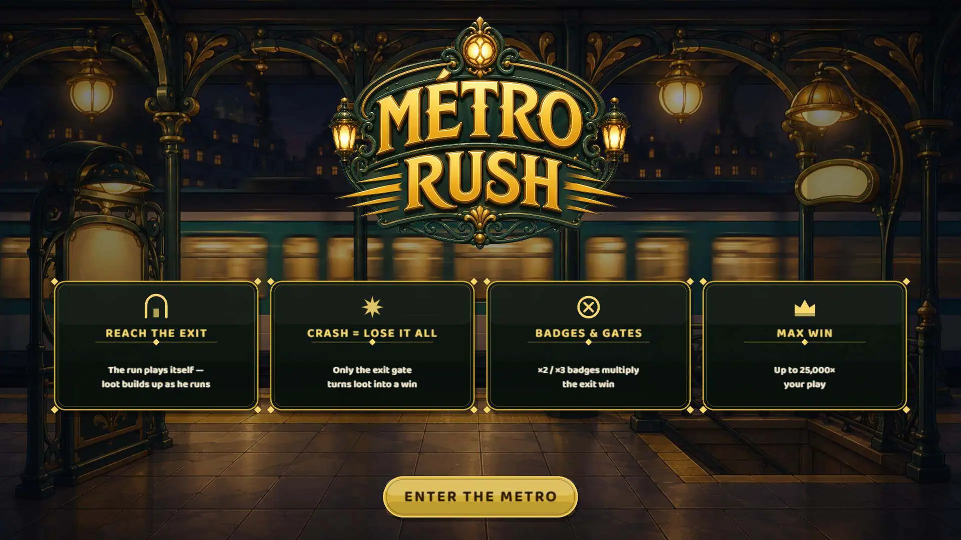 Metro Rush slot intro screen