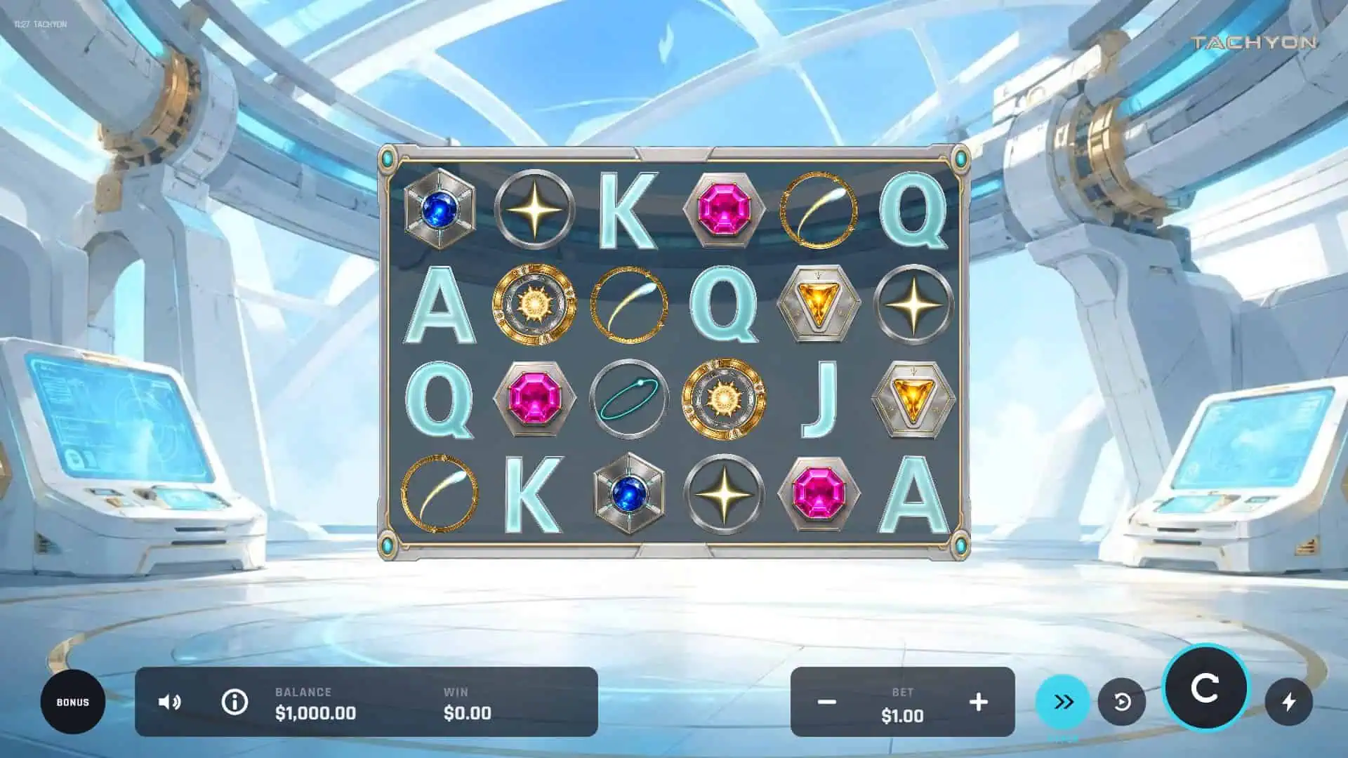 Tachyon slot gameplay reels