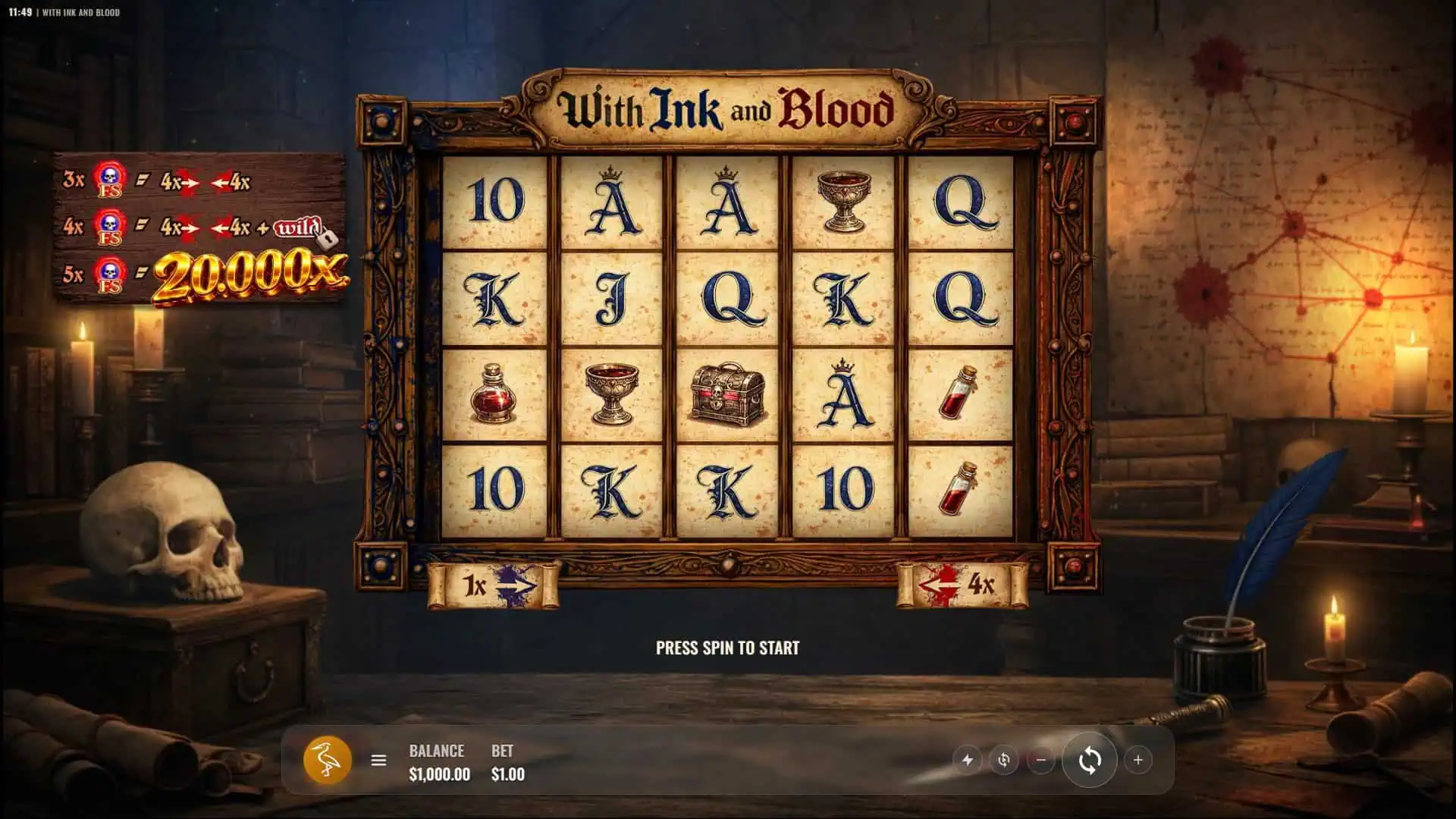 With Ink And Blood slot gameplay reels