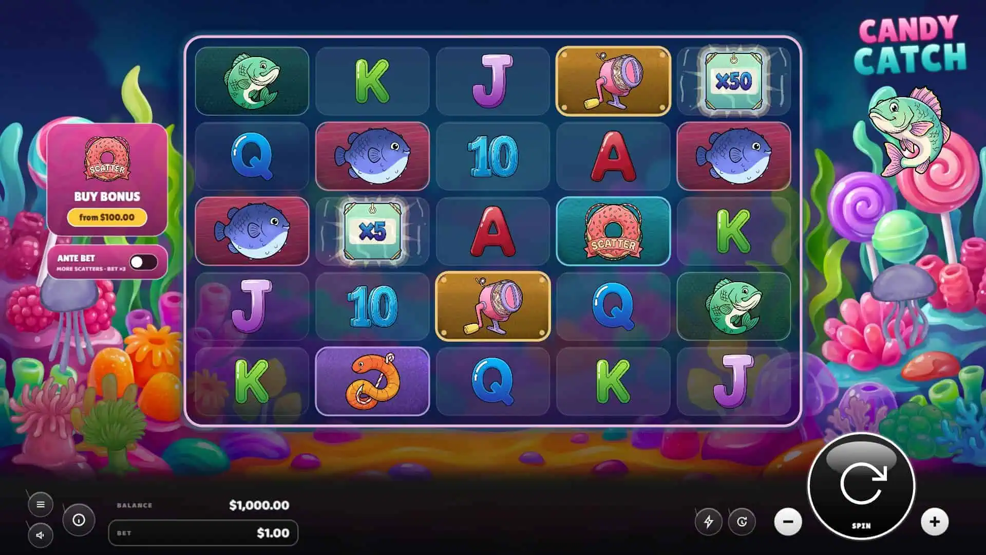 Candy Catch slot gameplay reels