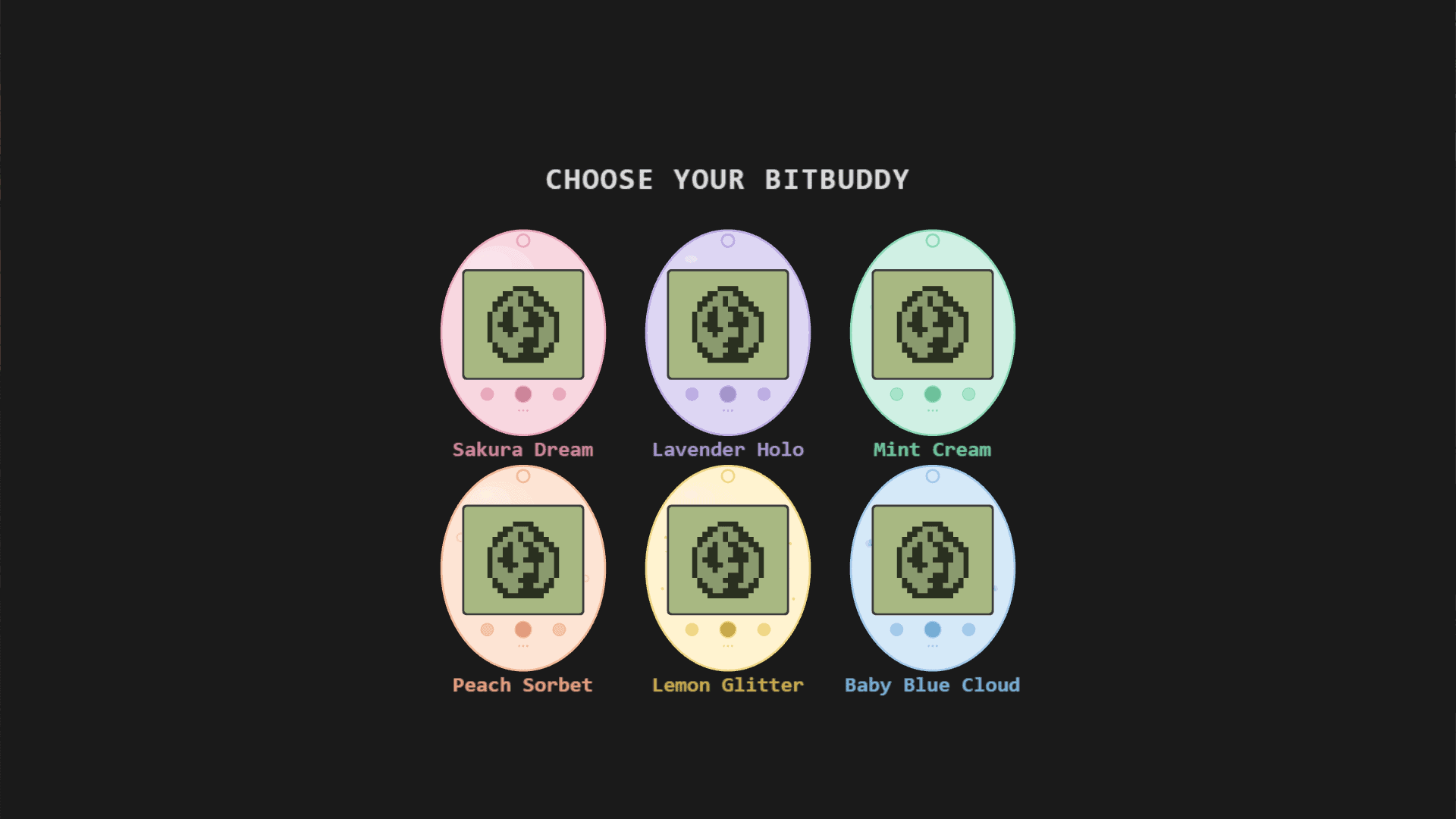 Slot-o-Gatchi: BITBUDDY slot intro screen
