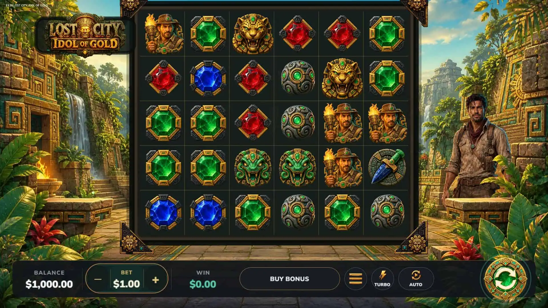 Lost City: Idol of Gold slot gameplay reels
