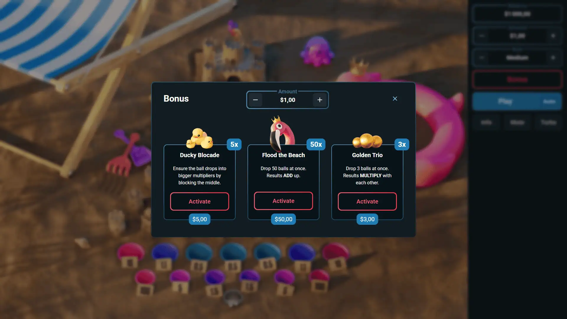 Plinko Flaminko bonus buy menu