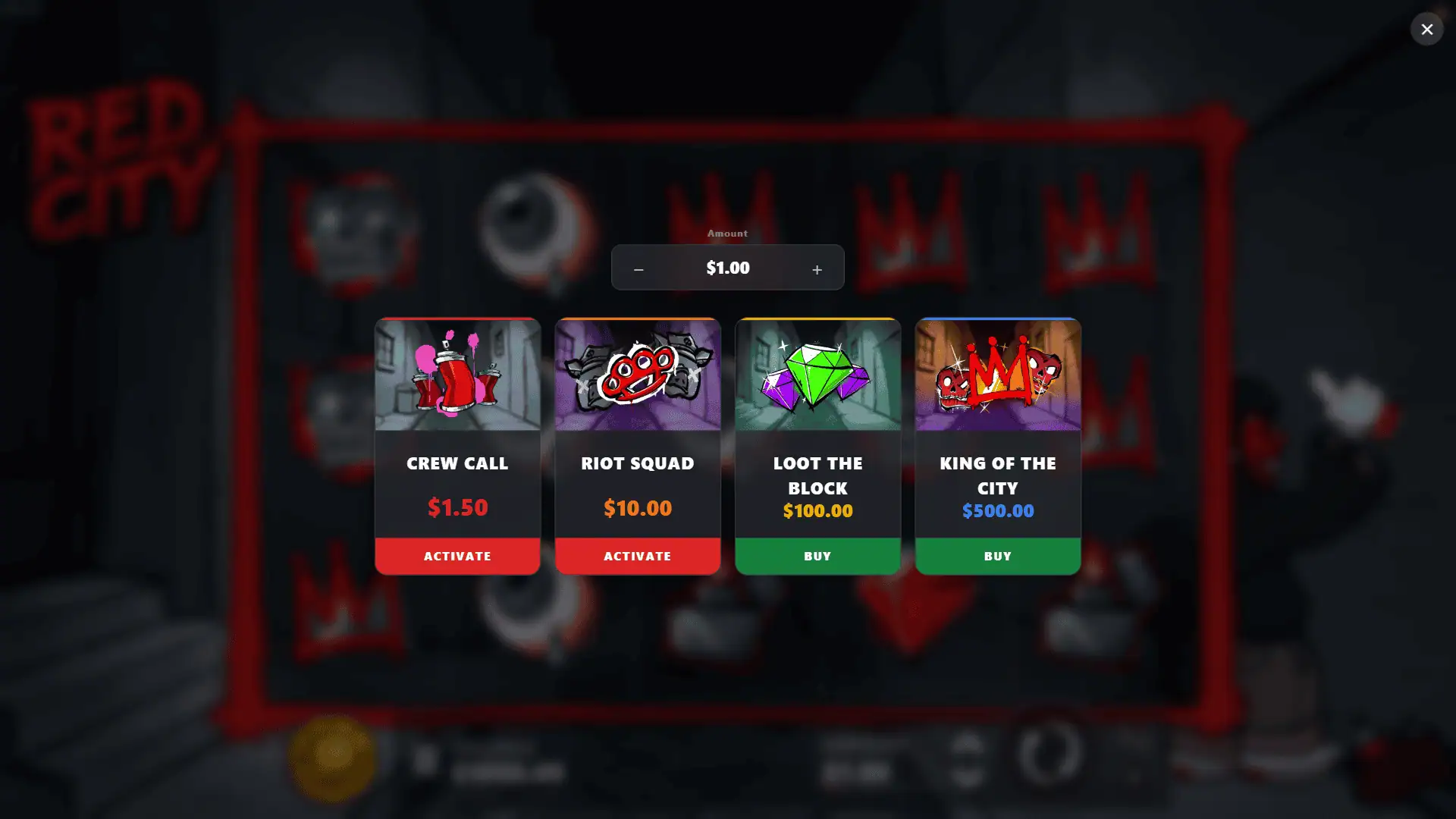 Red City bonus buy menu