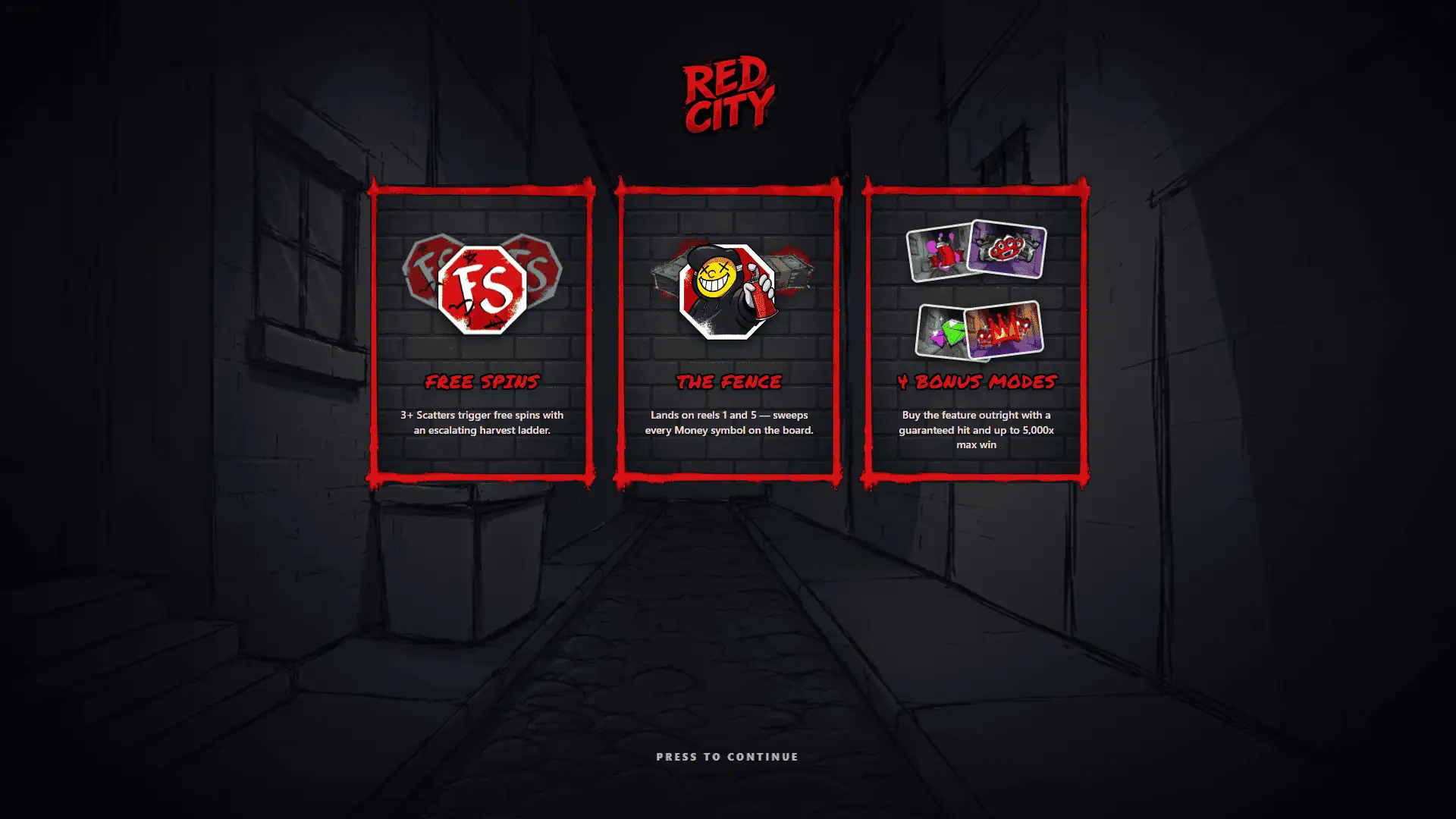 Red City slot intro screen