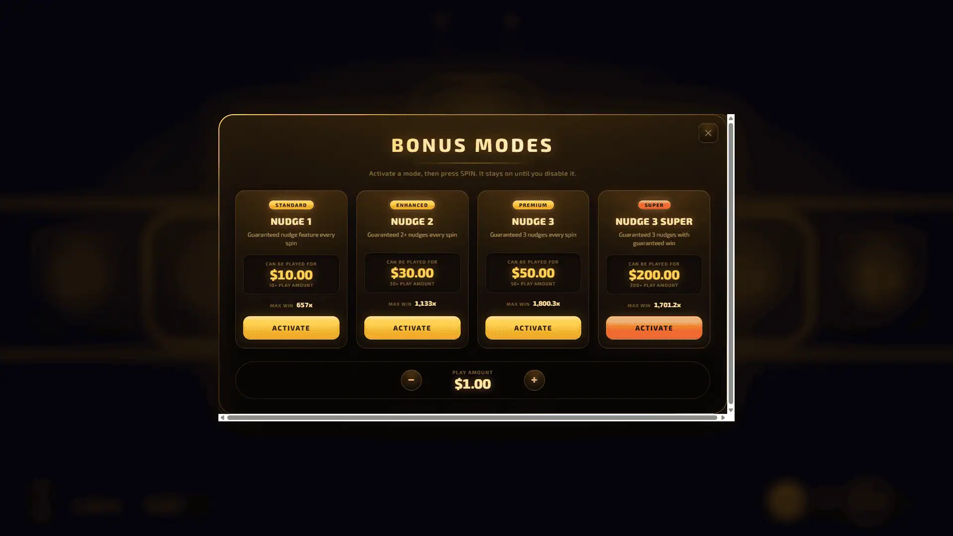 cash multiplier bonus buy menu