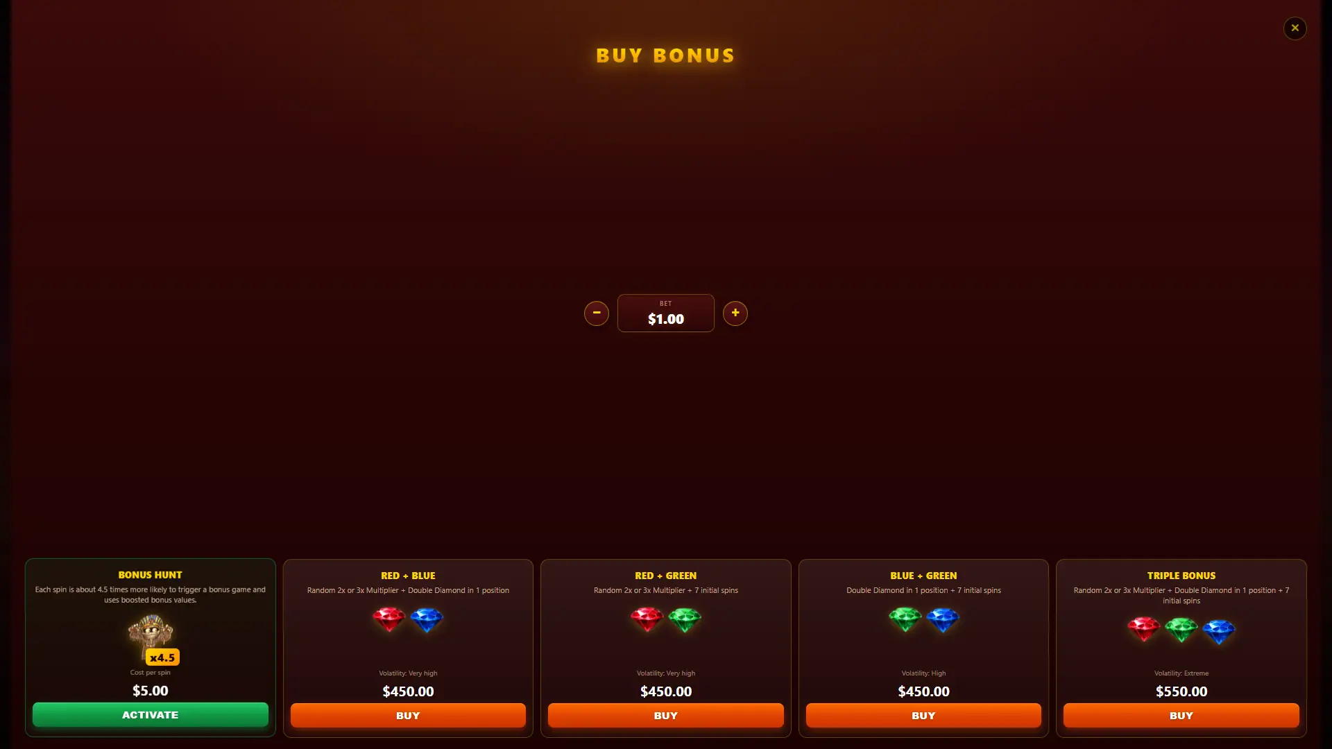 Pharaoh Mummy More Spooky bonus buy menu