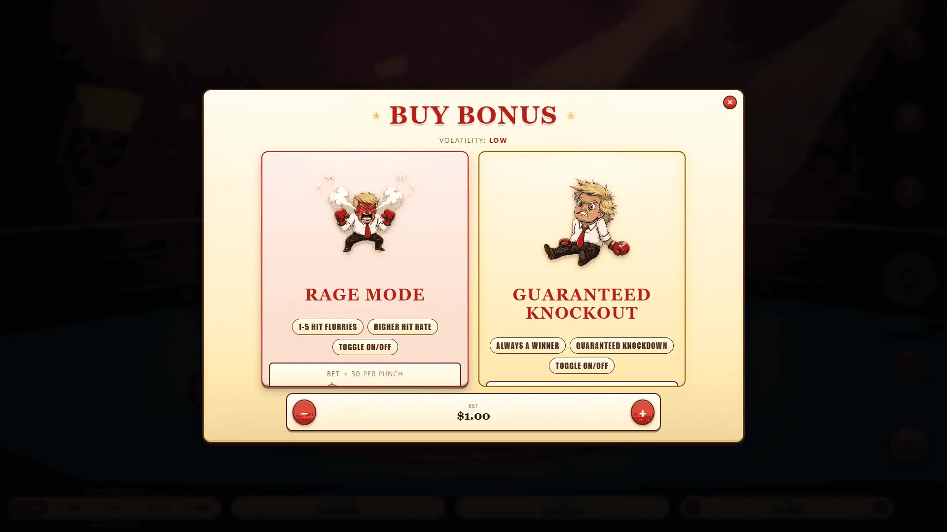 Punch The Boss bonus buy menu