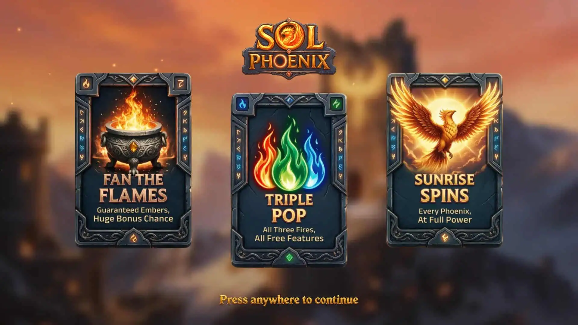 Sol Phoenix slot intro screen