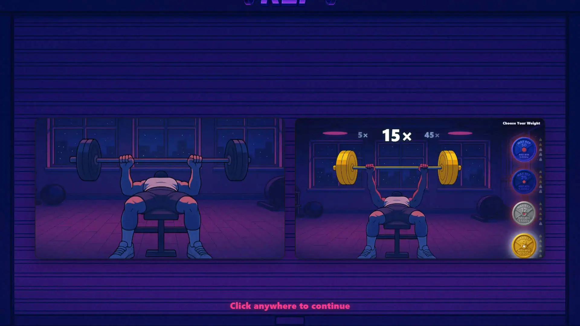 Max Rep slot intro screen