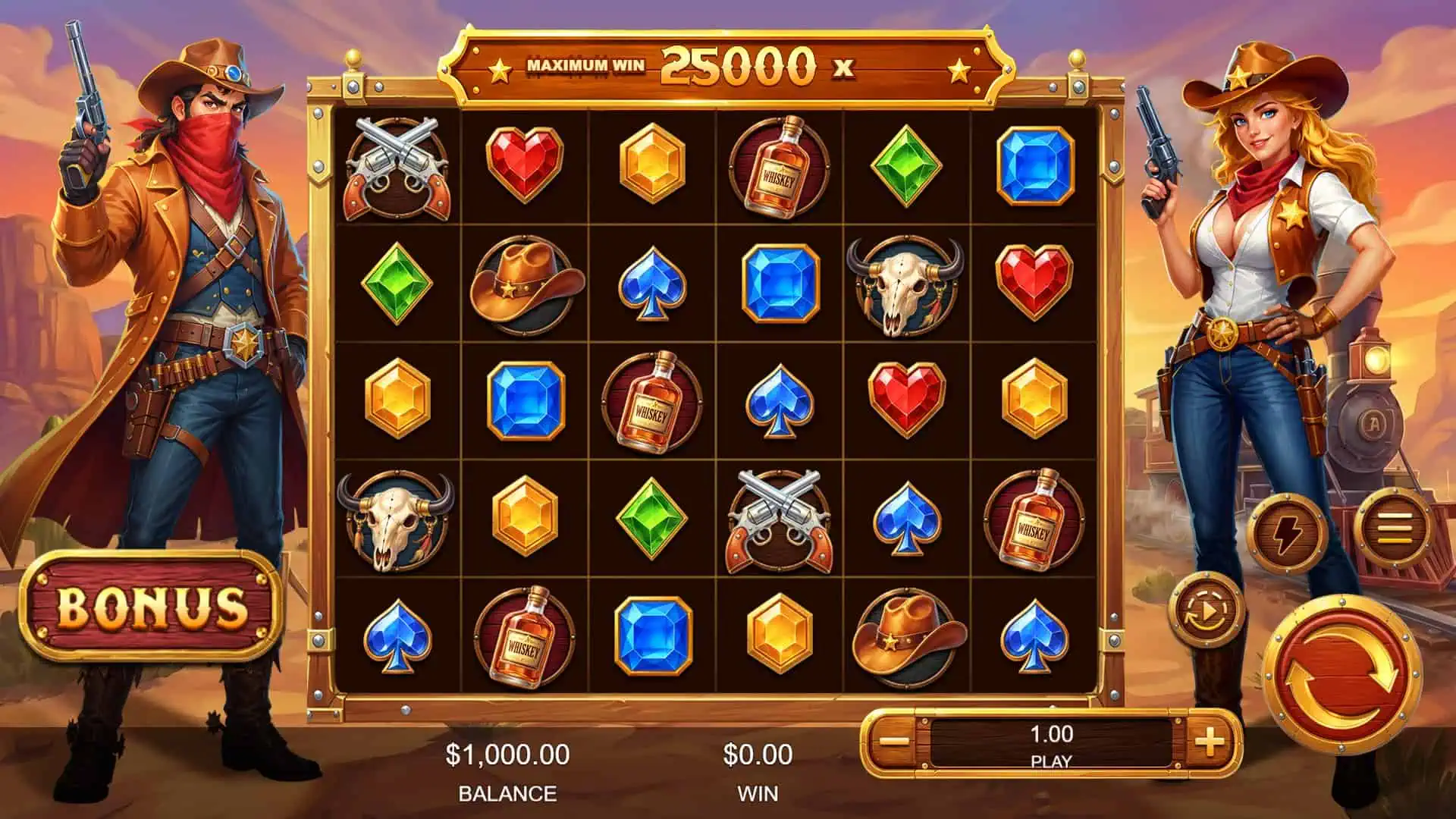 Wild Cowboy slot gameplay reels