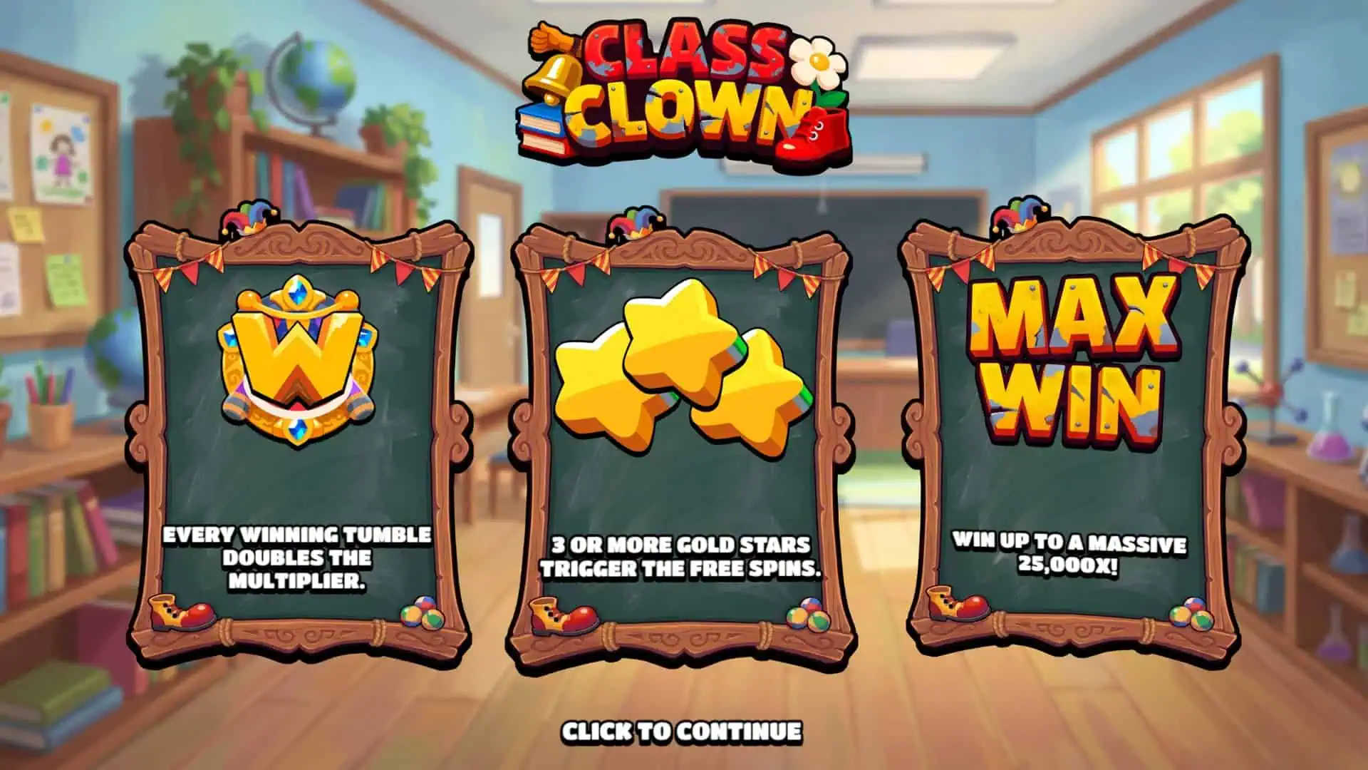 Class Clown slot intro screen