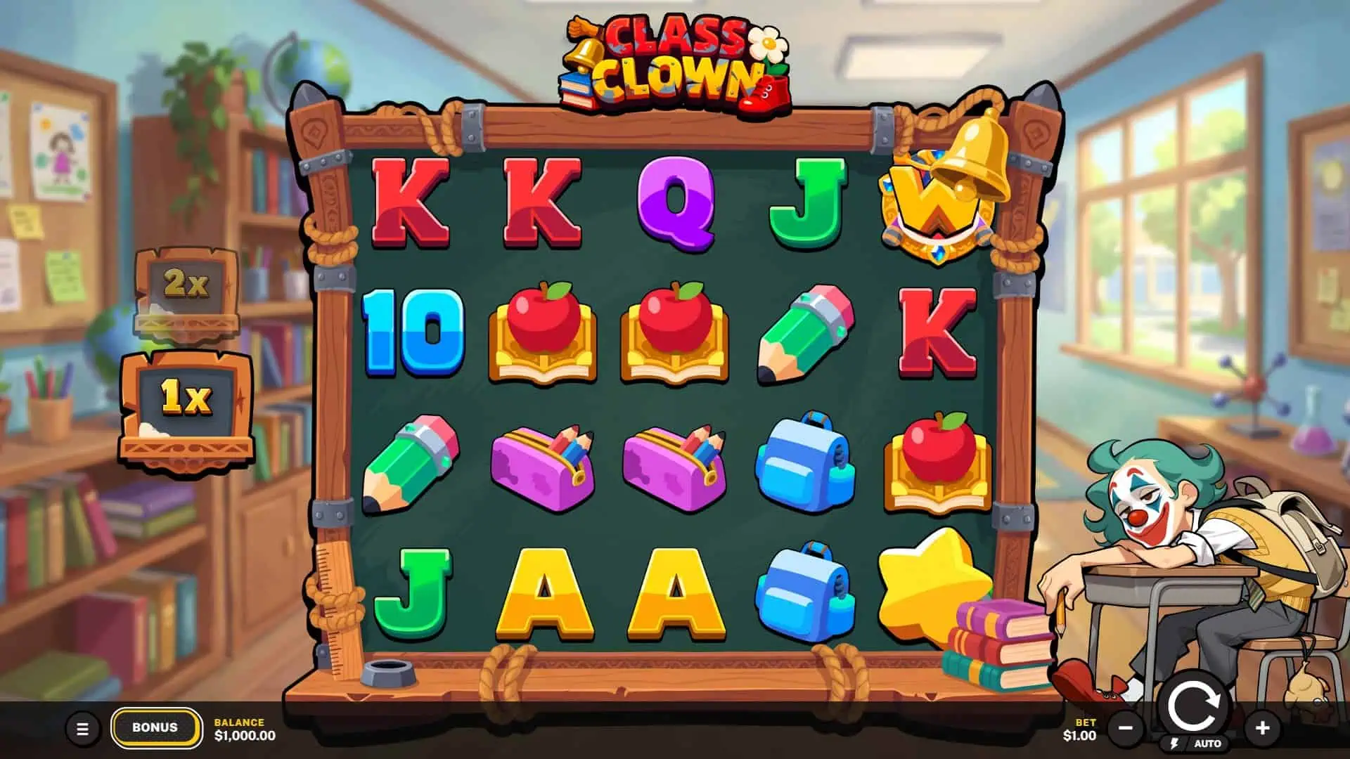Class Clown slot gameplay reels