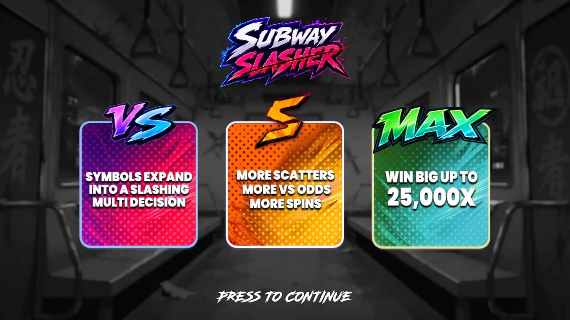Subway Slasher slot intro screen