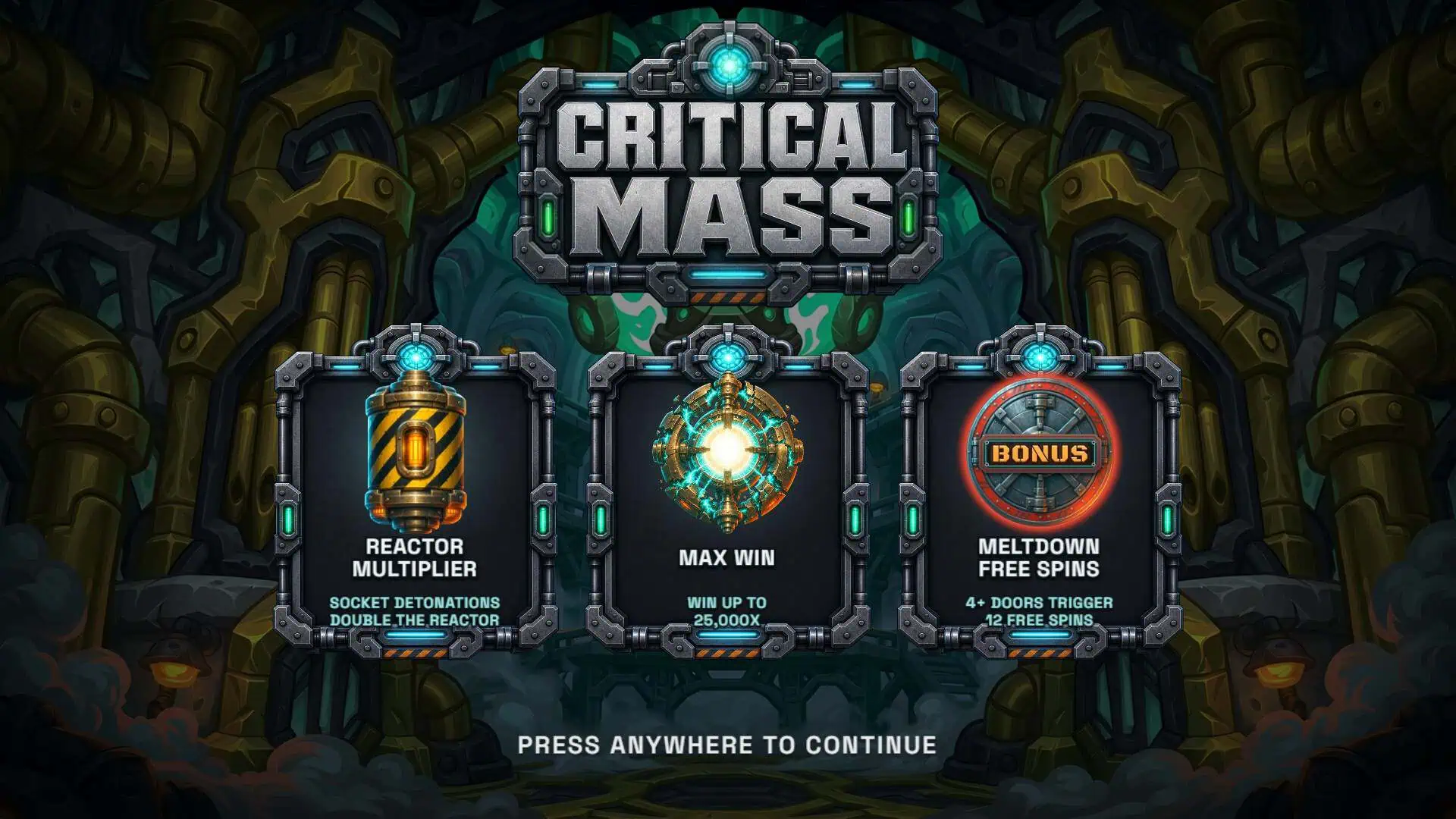 Critical Mass slot intro screen