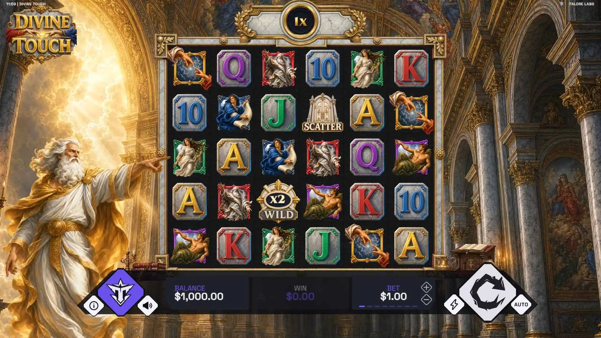 Divine Touch slot gameplay reels