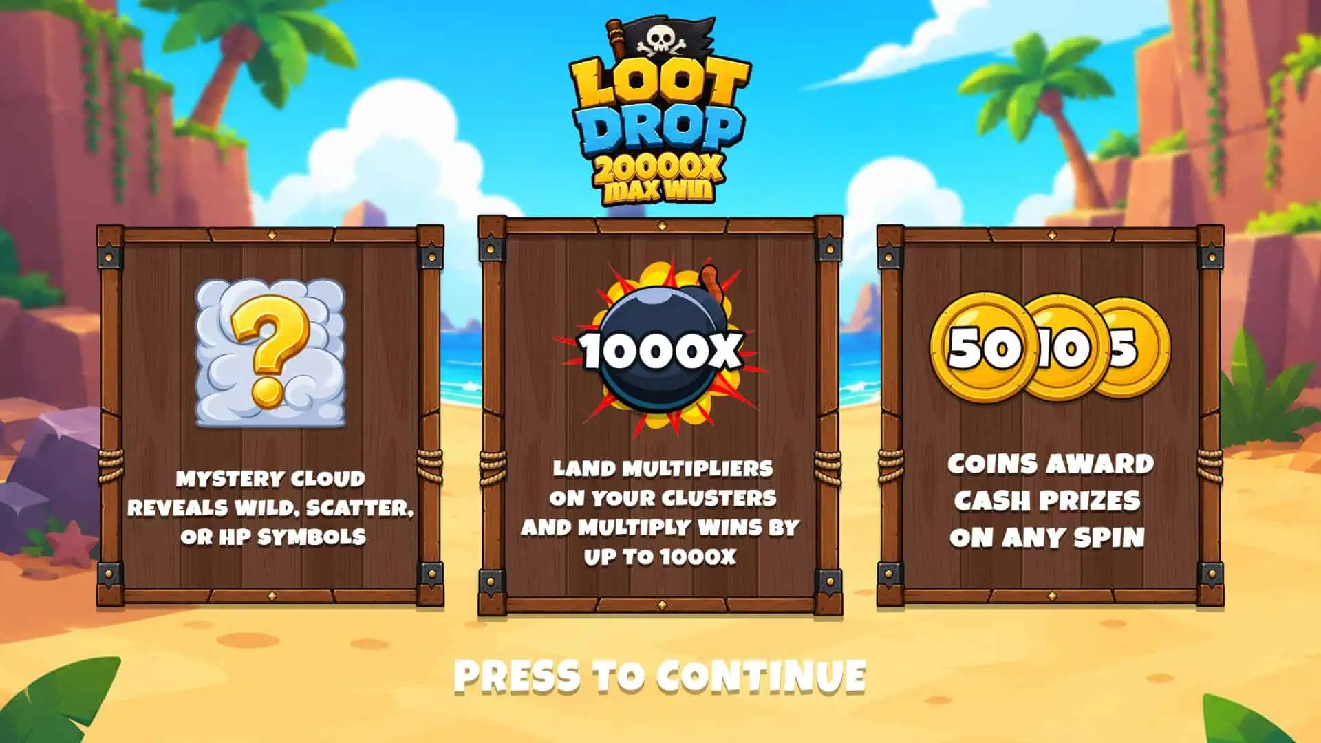 Loot Drop slot intro screen