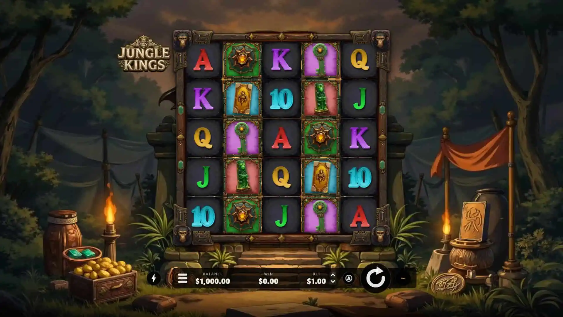 Jungle Kings slot gameplay reels