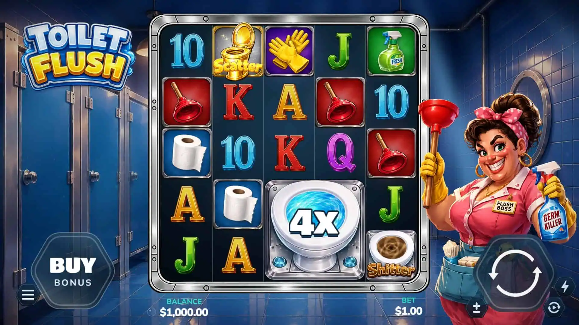 Toilet Flush slot gameplay reels