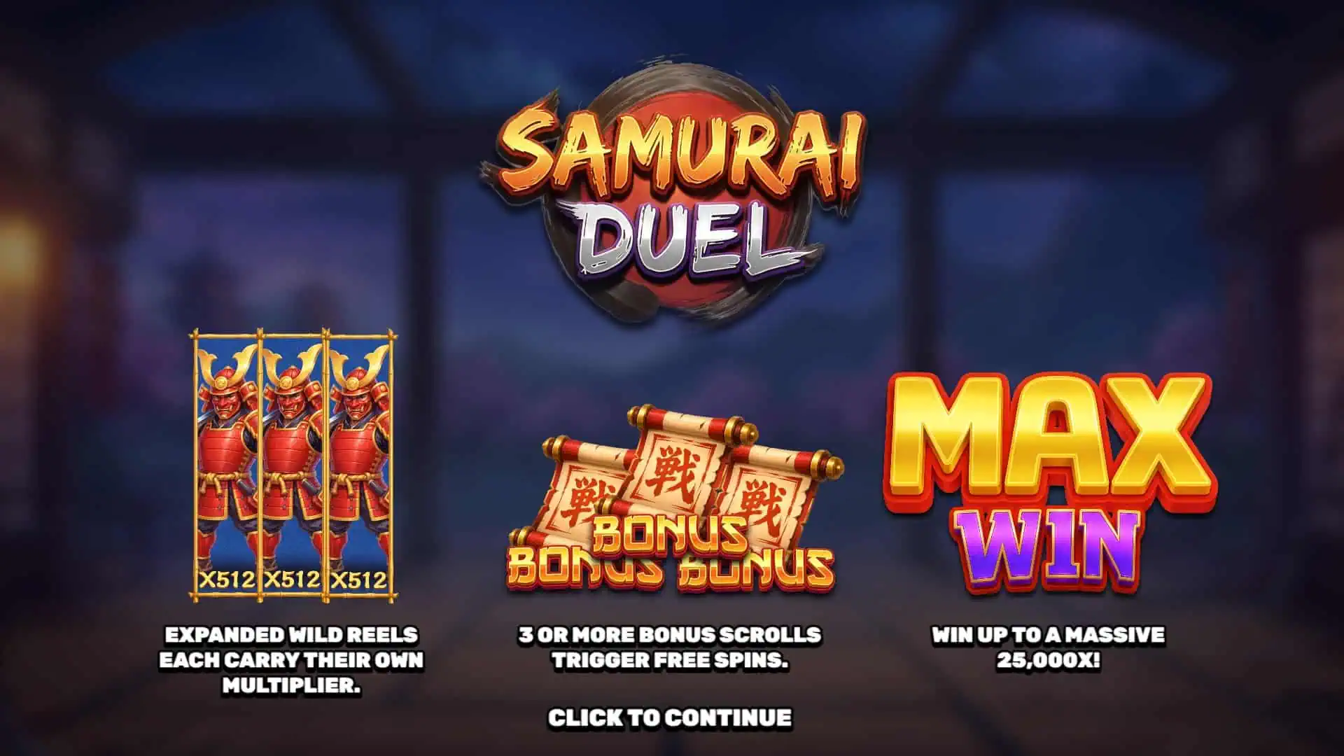 Samurai Duel slot intro screen