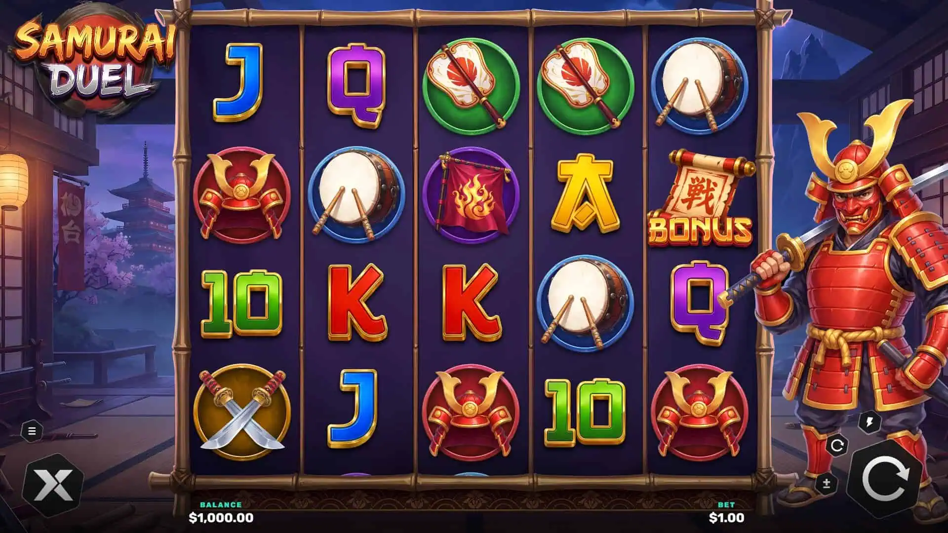 Samurai Duel slot gameplay reels