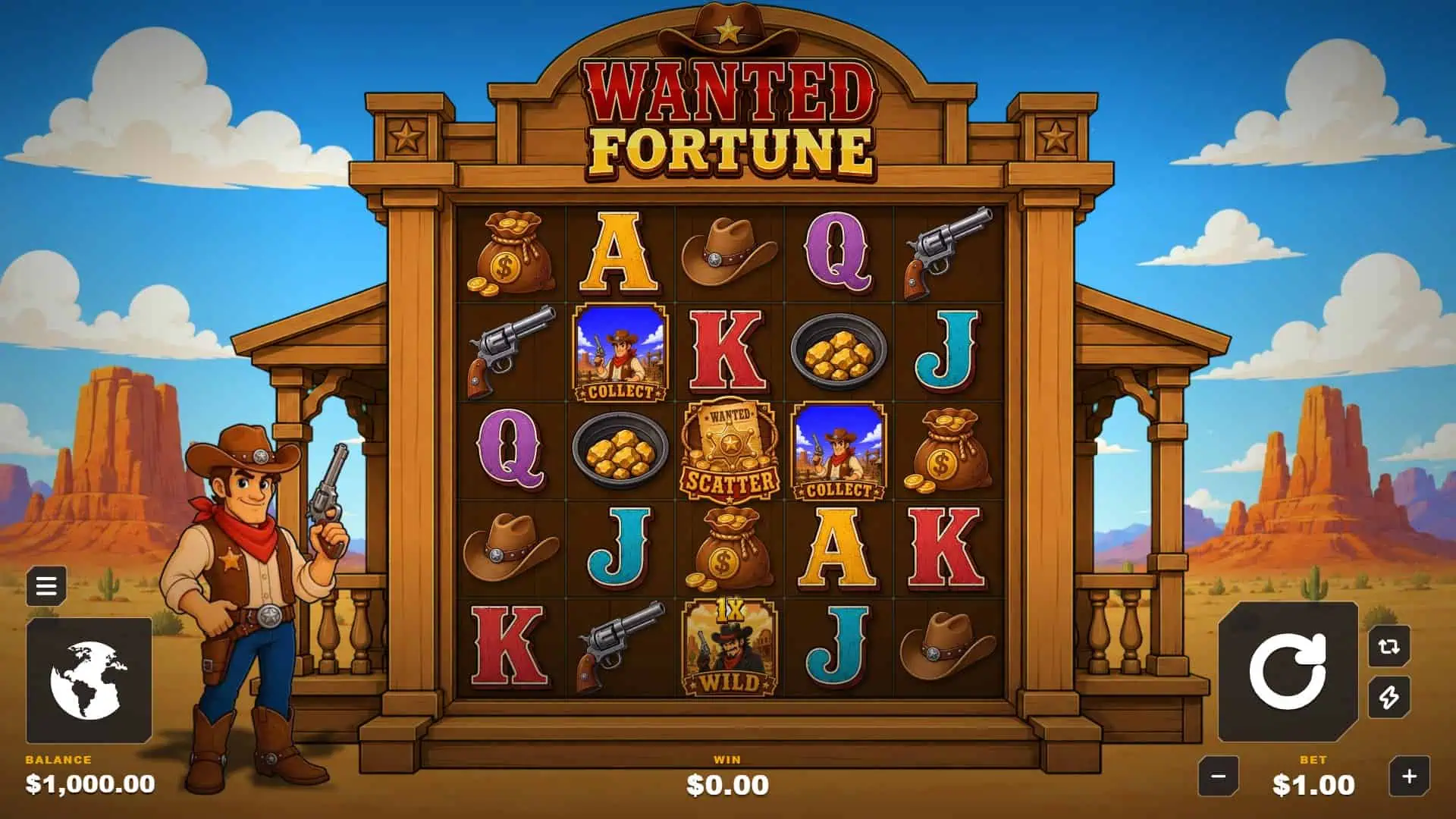 Wanted Fortune slot gameplay reels
